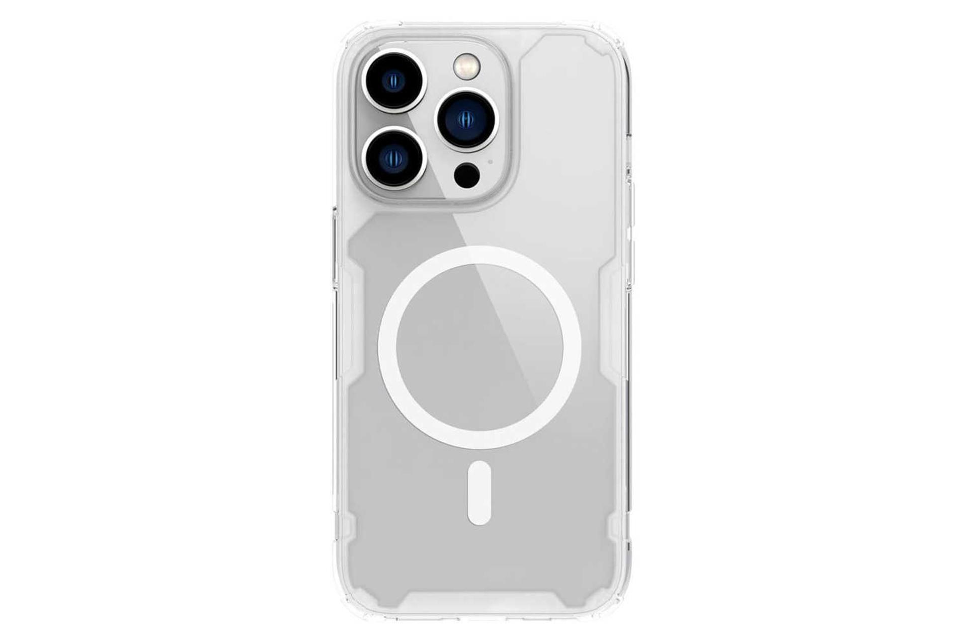 نمای پشت قاب گوشی نیلکین مدل Nature TPU Pro Magnetic مناسب اپل iPhone 15 Pro Max رنگ سفید