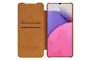 نمای بالای کیف کلاسوری نیلکین مدل Qin Leather مناسب سامسونگ Galaxy A33 5G رنگ قهوه‌ای