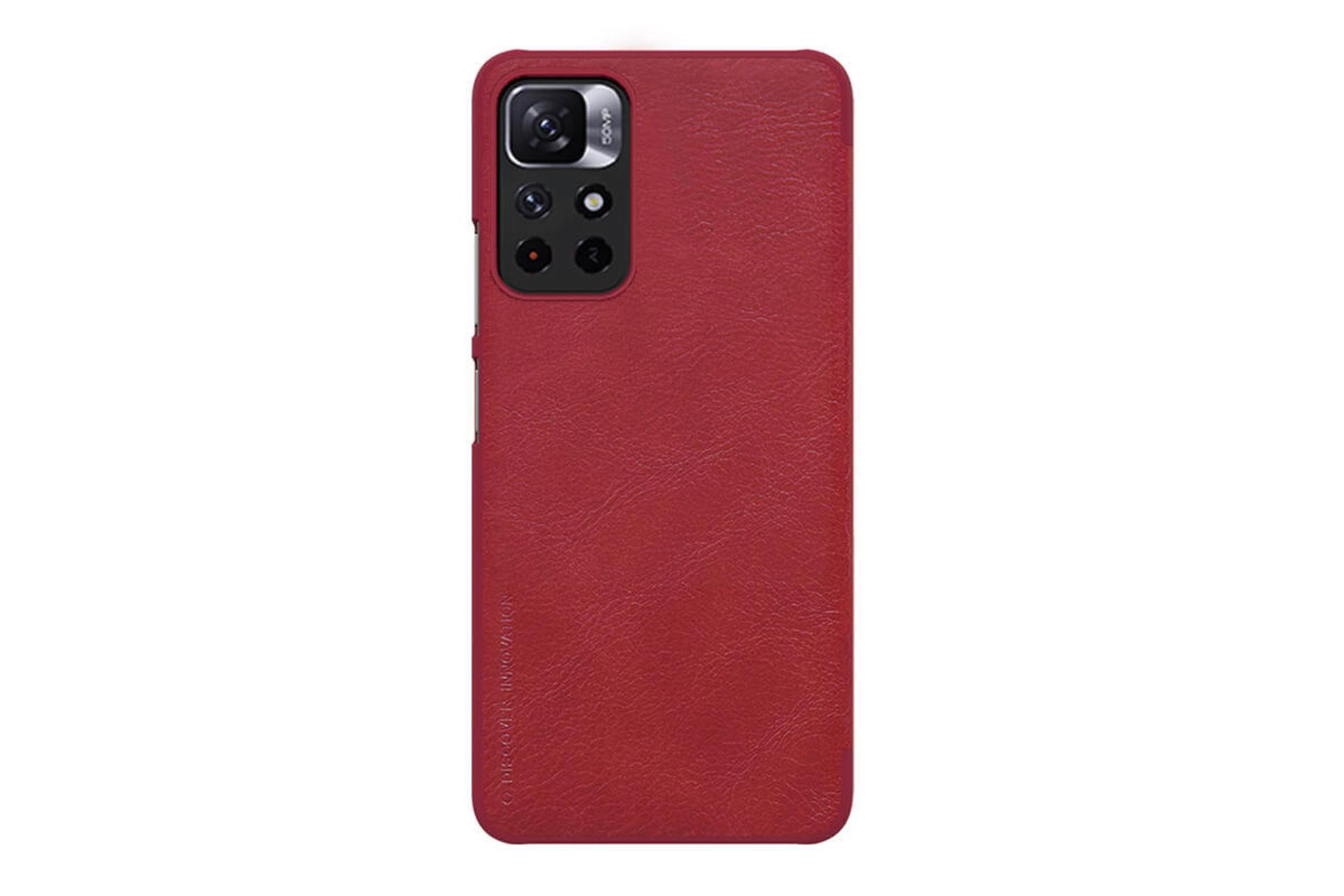 قاب گوشی نیلکین Nillkin Qin Leather Xiaomi Poco M4 Pro رنگ قرمز