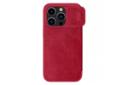 رنگ قرمز قاب گوشی کیف کلاسوری نیلکین مدل Qin Pro Leather مناسب اپل iPhone 15 Pro Max