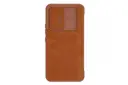 نمای پشت کیف کلاسوری نیلکین مدل Qin Pro Leather مناسب سامسونگ Galaxy A54 رنگ قهوه‌ای