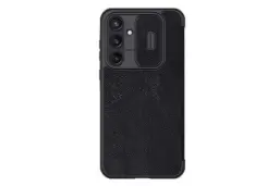 نمای پشت کیف کلاسوری نیلکین مدل Qin Pro Leather مناسب سامسونگ Galaxy A55 رنگ مشکی