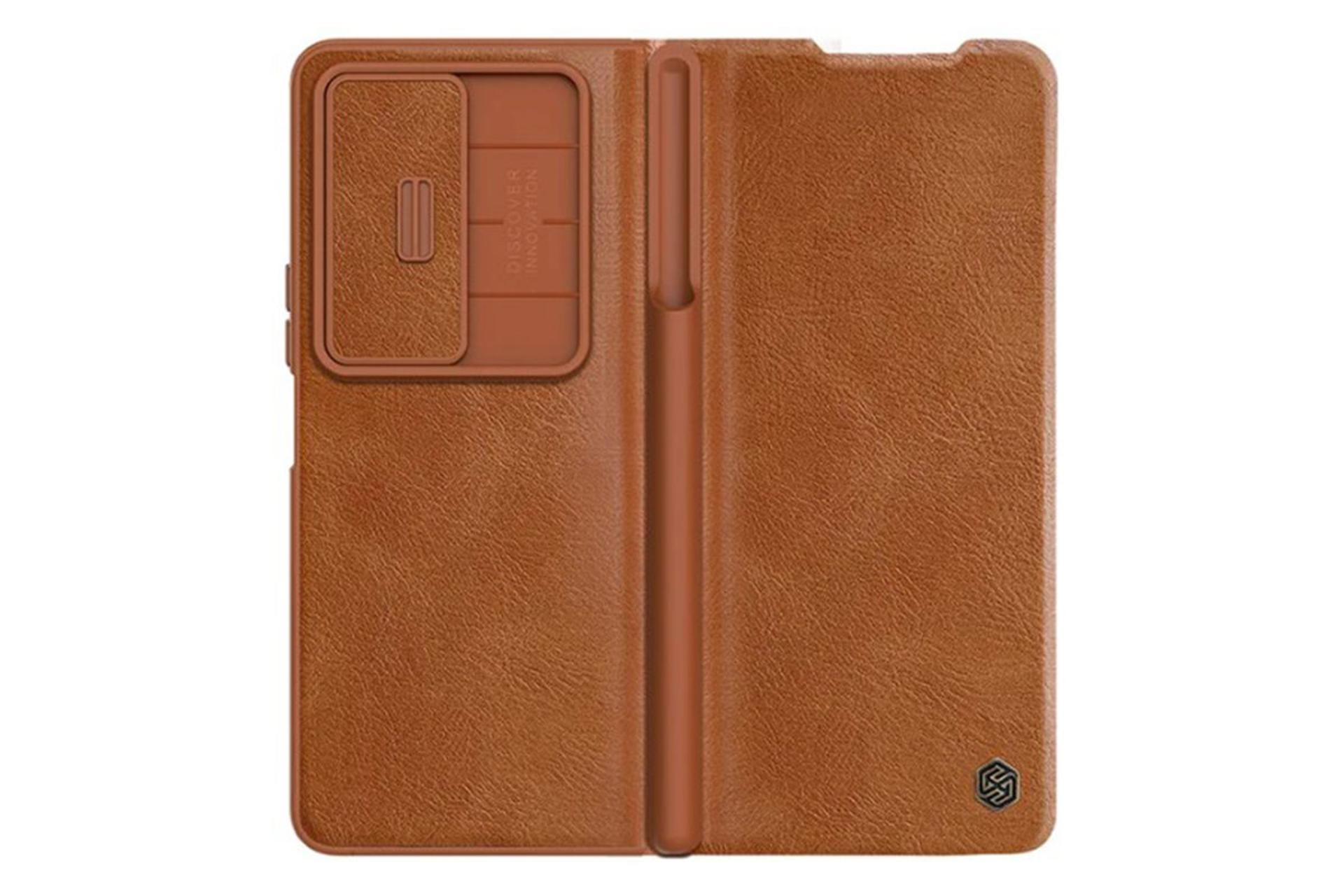 قاب گوشی نیلکین Nillkin Qin Pro Leather Samsung Galaxy Z Fold5 رنگ قهوه ای
