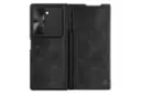 نمای کلی قاب گوشی کیف کلاسوری نیلکین مدل Qin Pro Leather مناسب سامسونگ Galaxy Z Fold6 با نمایش پنل جلو و پشت رنگ مشکی