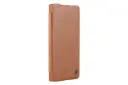 نمای سمت چپ کیف کلاسوری نیلکین مدل Qin Prop Leather Classic Cloth مناسب سامسونگ Galaxy S24 Ultra رنگ قهوه‌ای