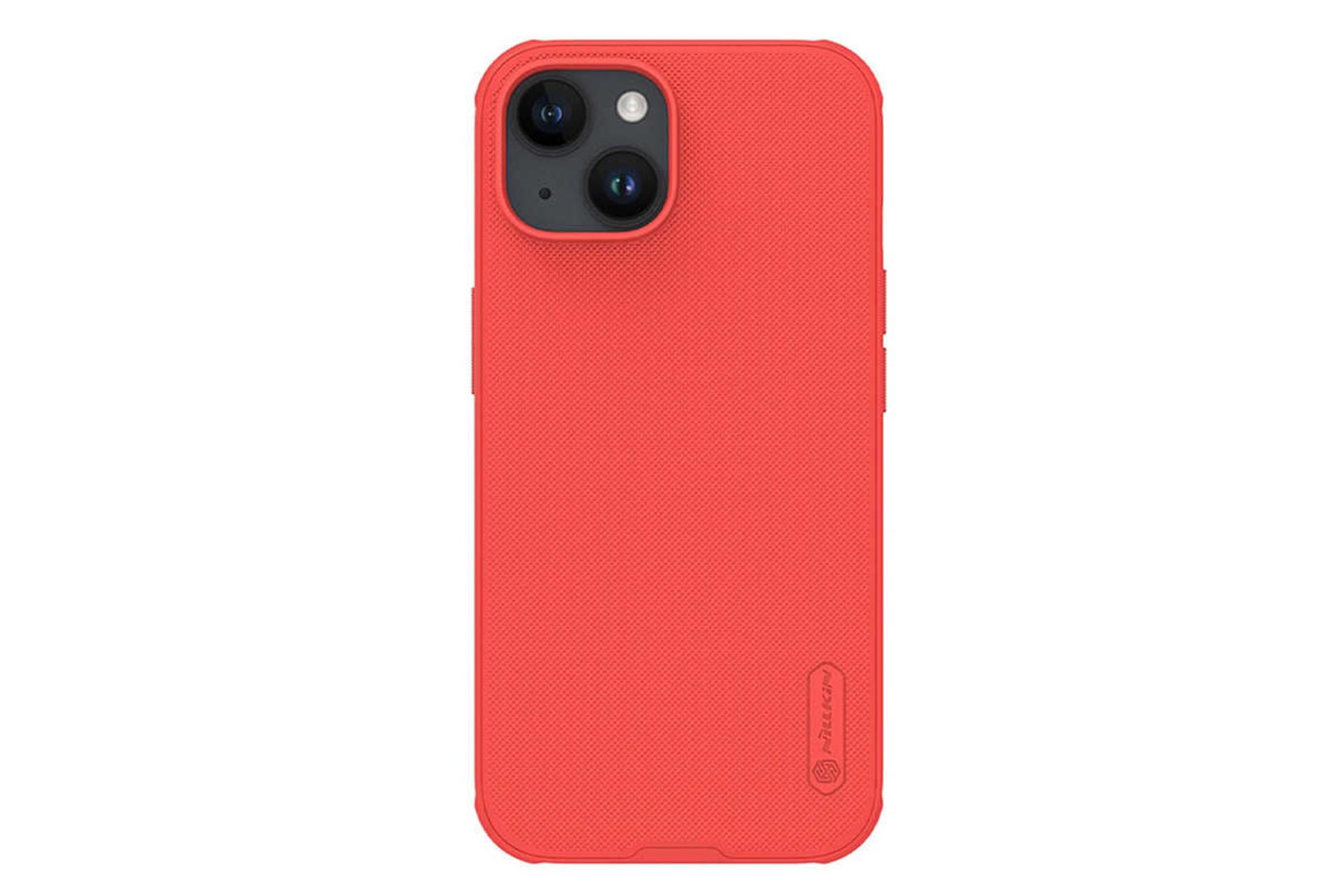نمای پشت قاب گوشی نیلکین مدل Super Frosted Shield Pro مناسب اپل iPhone 15 رنگ قرمز