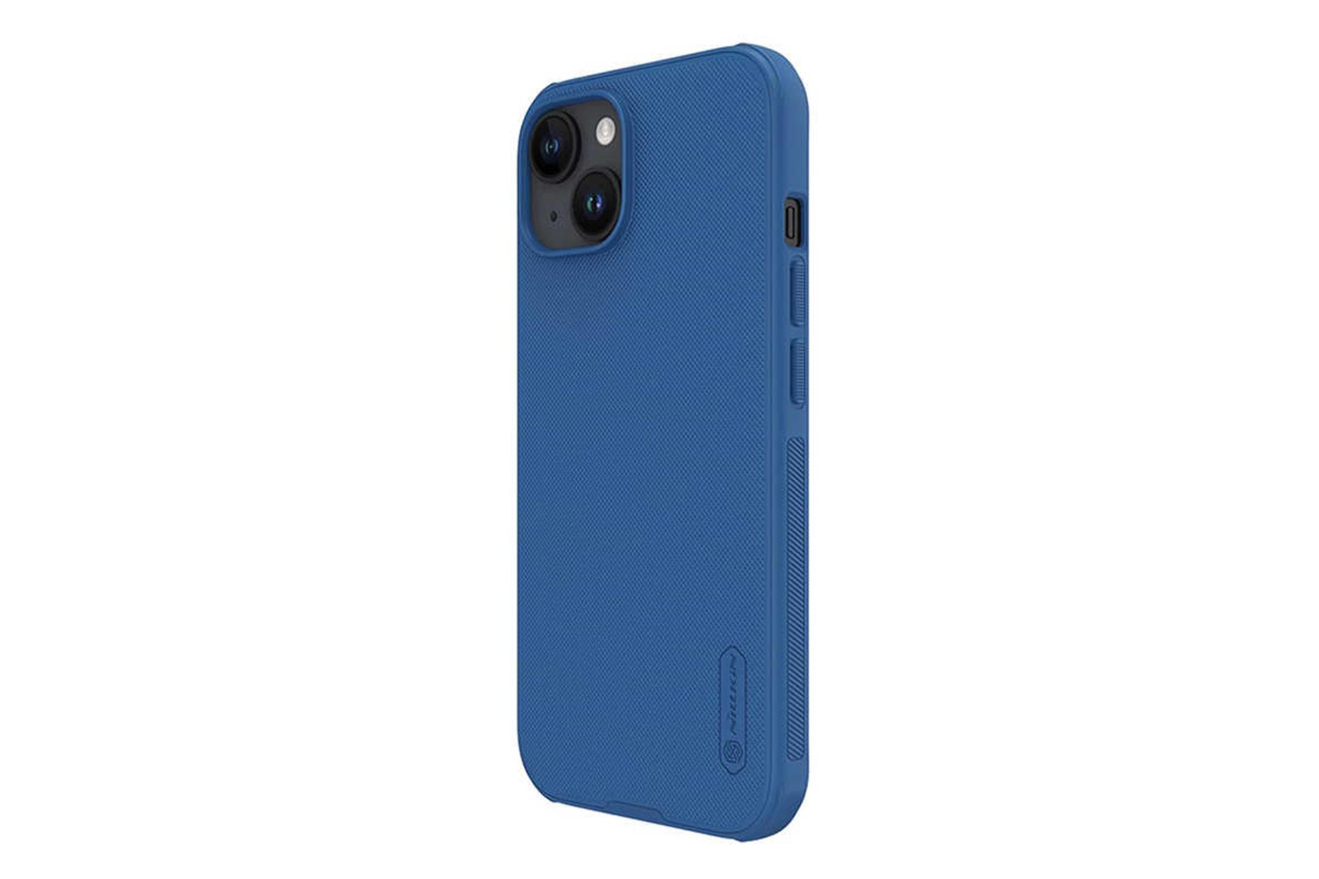 نمای سمت راست قاب گوشی نیلکین مدل Super Frosted Shield Pro مناسب اپل iPhone 15 رنگ آبی