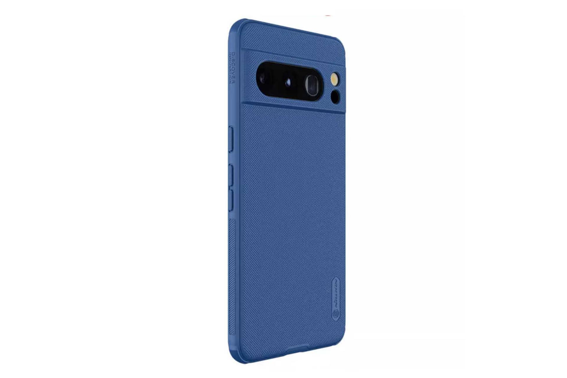 نمای سمت چپ قاب گوشی نیلکین مدل Super Frosted Shield Pro مناسب گوگل Pixel 8 رنگ آبی