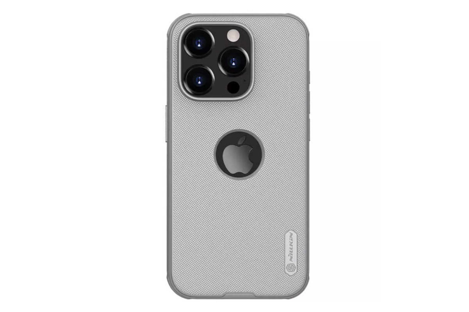 نمای پشت قاب گوشی نیلکین مدل Super Frosted Shield Pro Logo CutOut مناسب اپل iPhone 15 Pro Max رنگ خاکستری