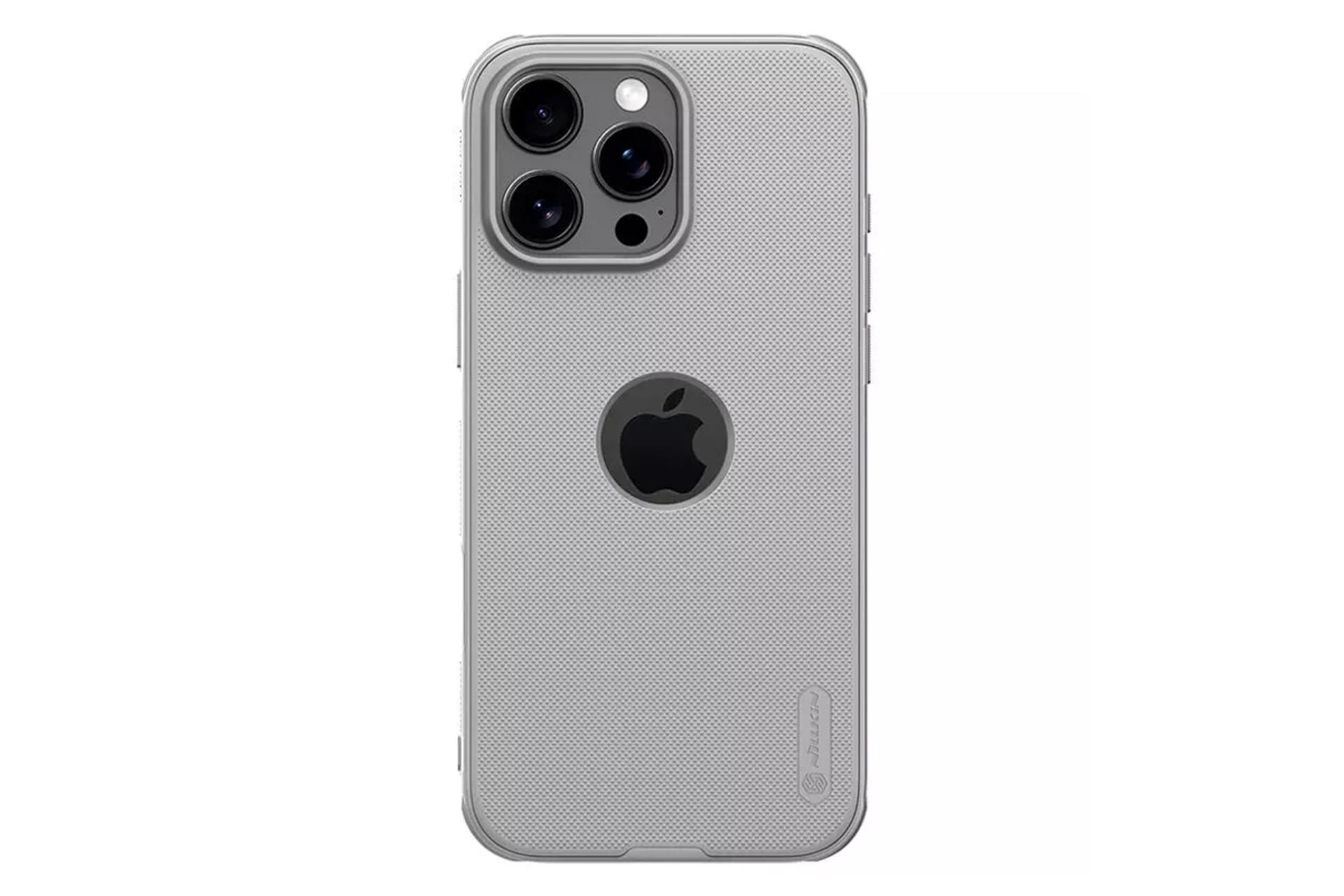رنگ نقره ای قاب گوشی نیلکین مدل Super Frosted Shield Pro Logo CutOut مناسب اپل iPhone 16 Pro Max