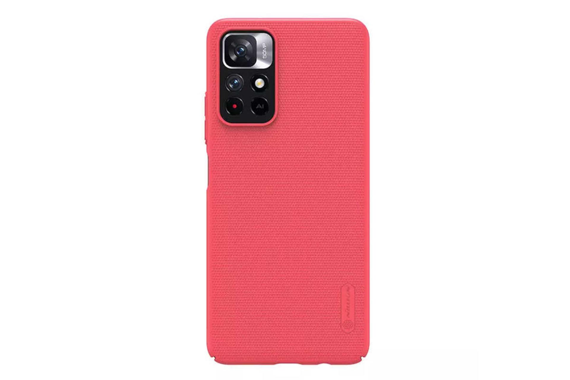نمای پشت قاب گوشی نیلکین مدل Super Frosted Shield مناسب شیائومی Redmi Note 11S / Poco M4 Pro رنگ قرمز