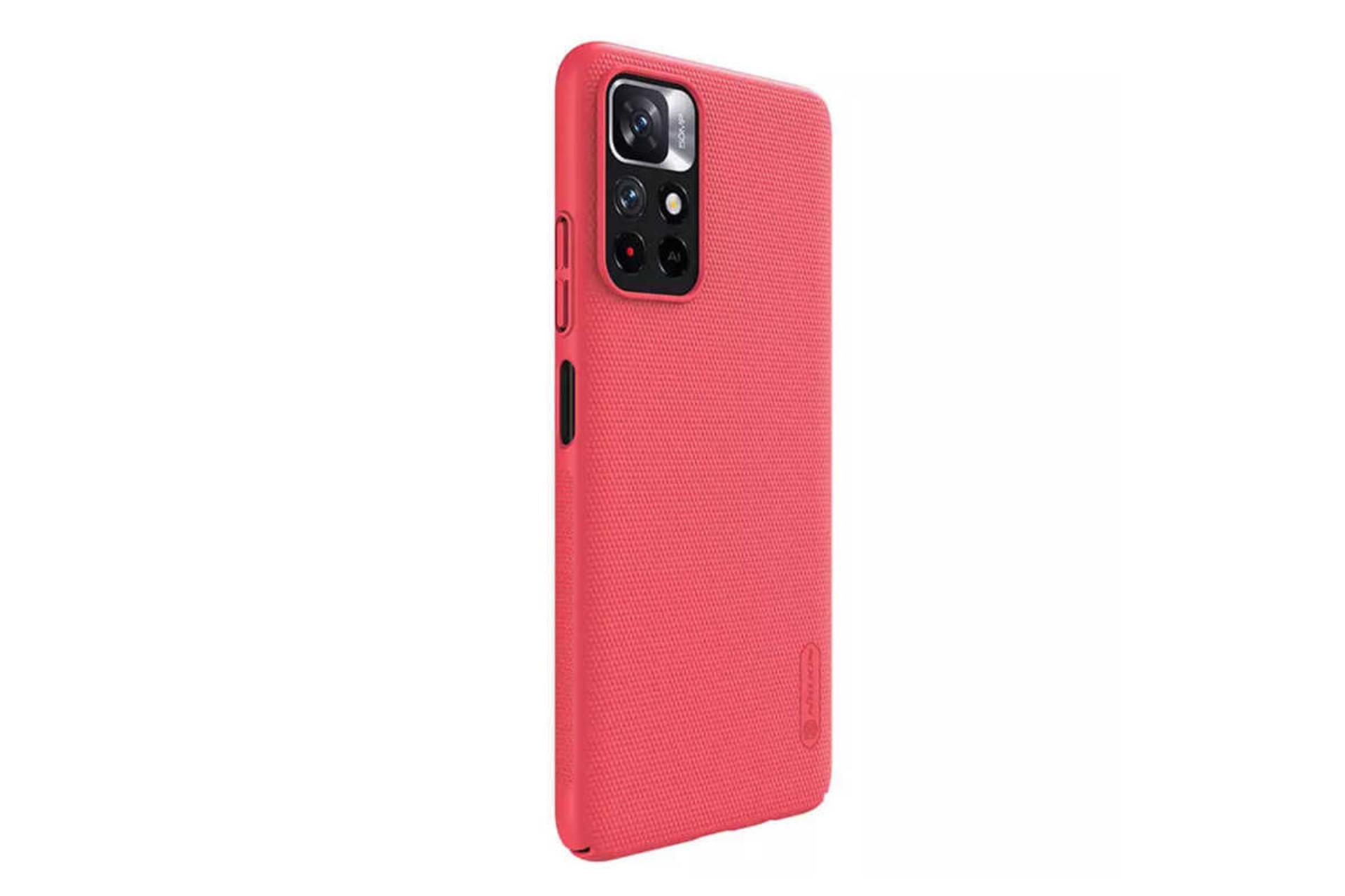 نمای سمت چپ قاب گوشی نیلکین مدل Super Frosted Shield مناسب شیائومی Redmi Note 11S / Poco M4 Pro رنگ قرمز