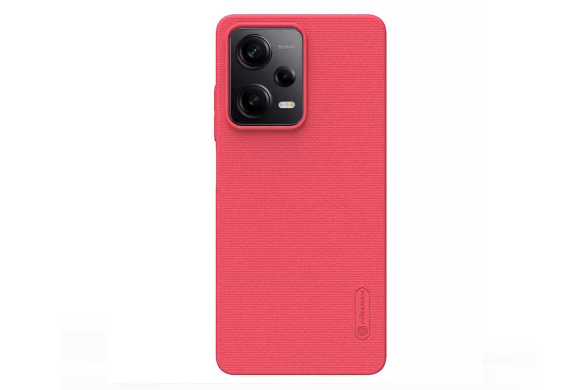 نمای پشت قاب گوشی نیلکین مدل Super Frosted Shield مناسب شیائومی Redmi Note 12 Pro / Poco X5 Pro رنگ قرمز