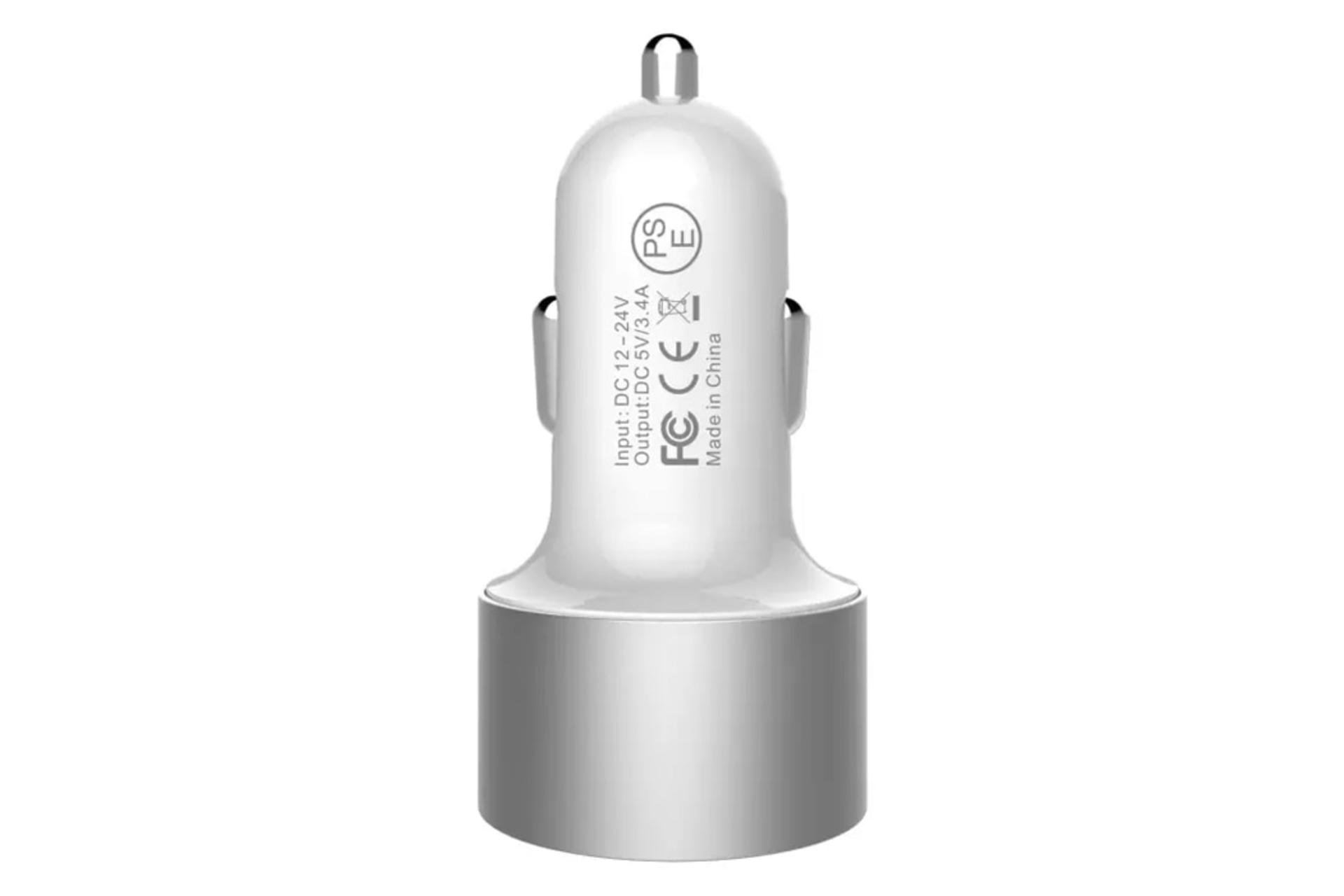 شارژر نیلکین Nillkin Vigor Car Charger نقره ای از نمای کناری