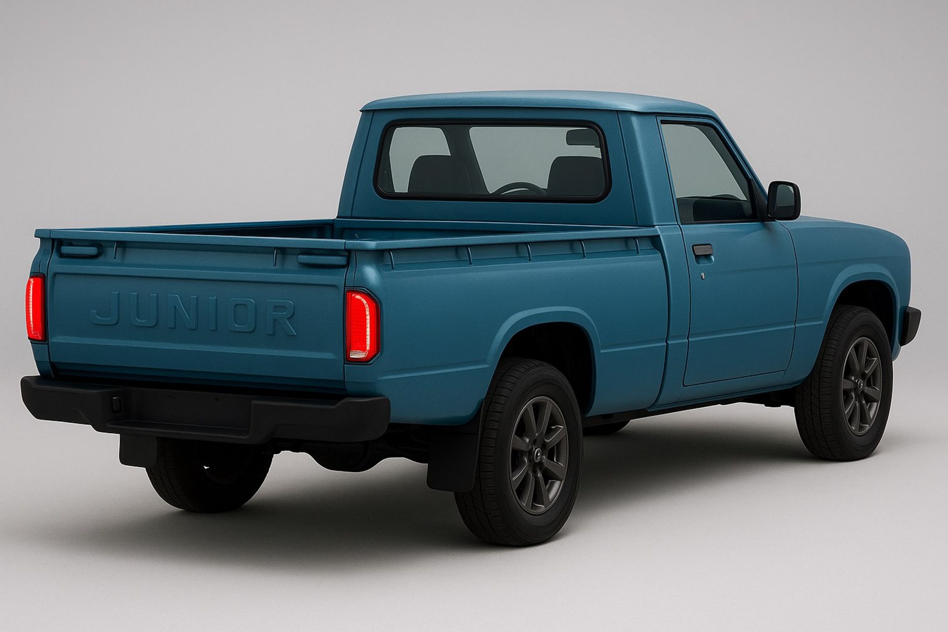 نمای سه‌چهارم عقب خودرو نیسان آبی ۲۰۲۵ (هوش مصنوعی)