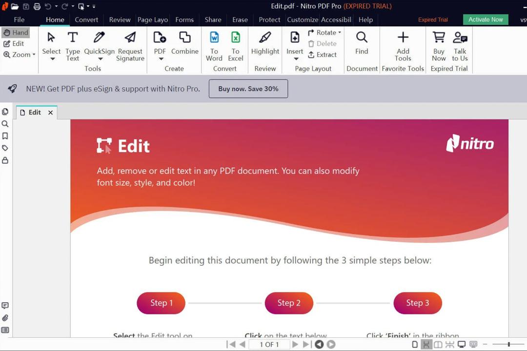محیط نرم افزار Nitro PDF Pro