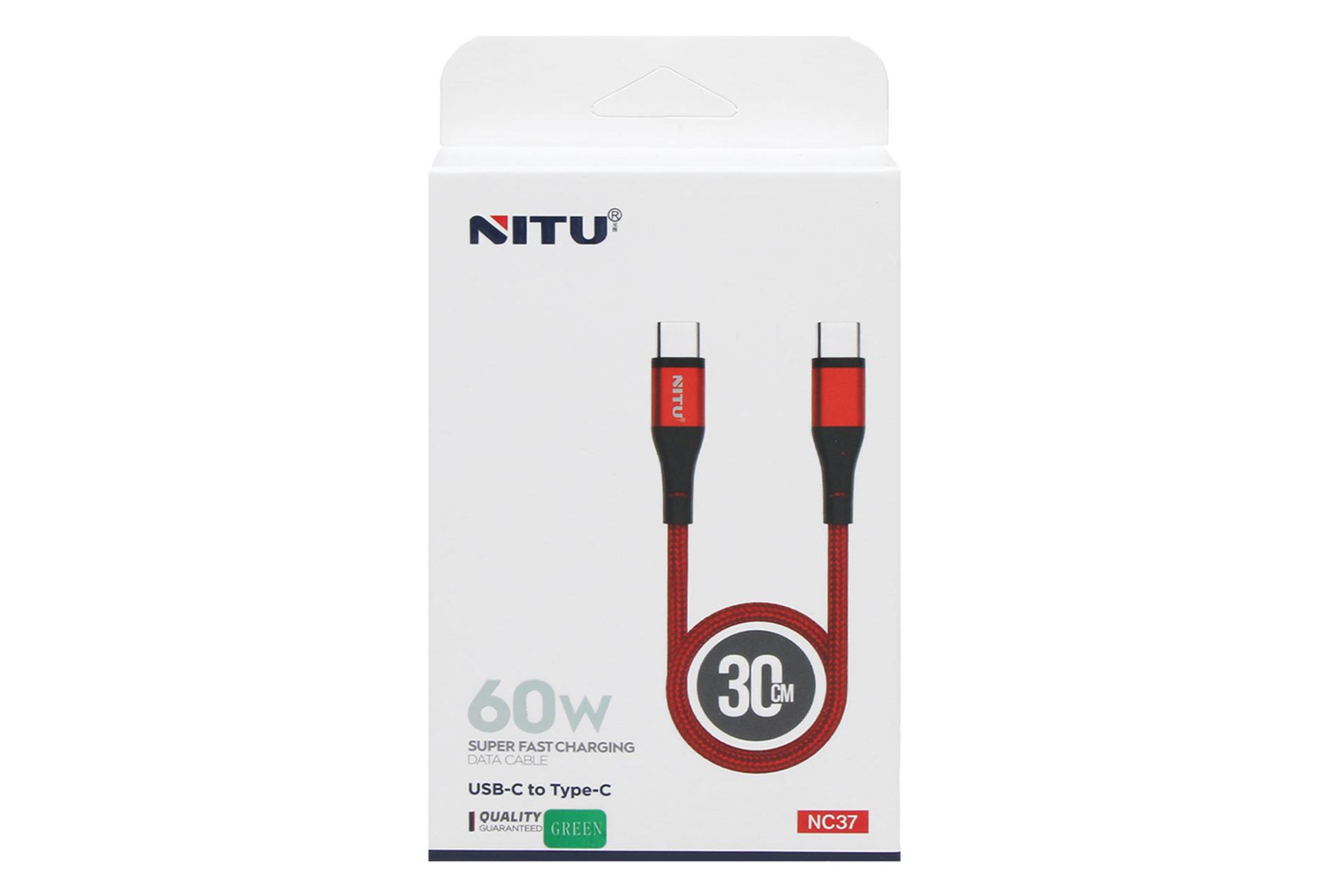 جعبه کابل شارژ USB نیتو Type-C به Type-C مدل NC37 با طول 0.3 متر