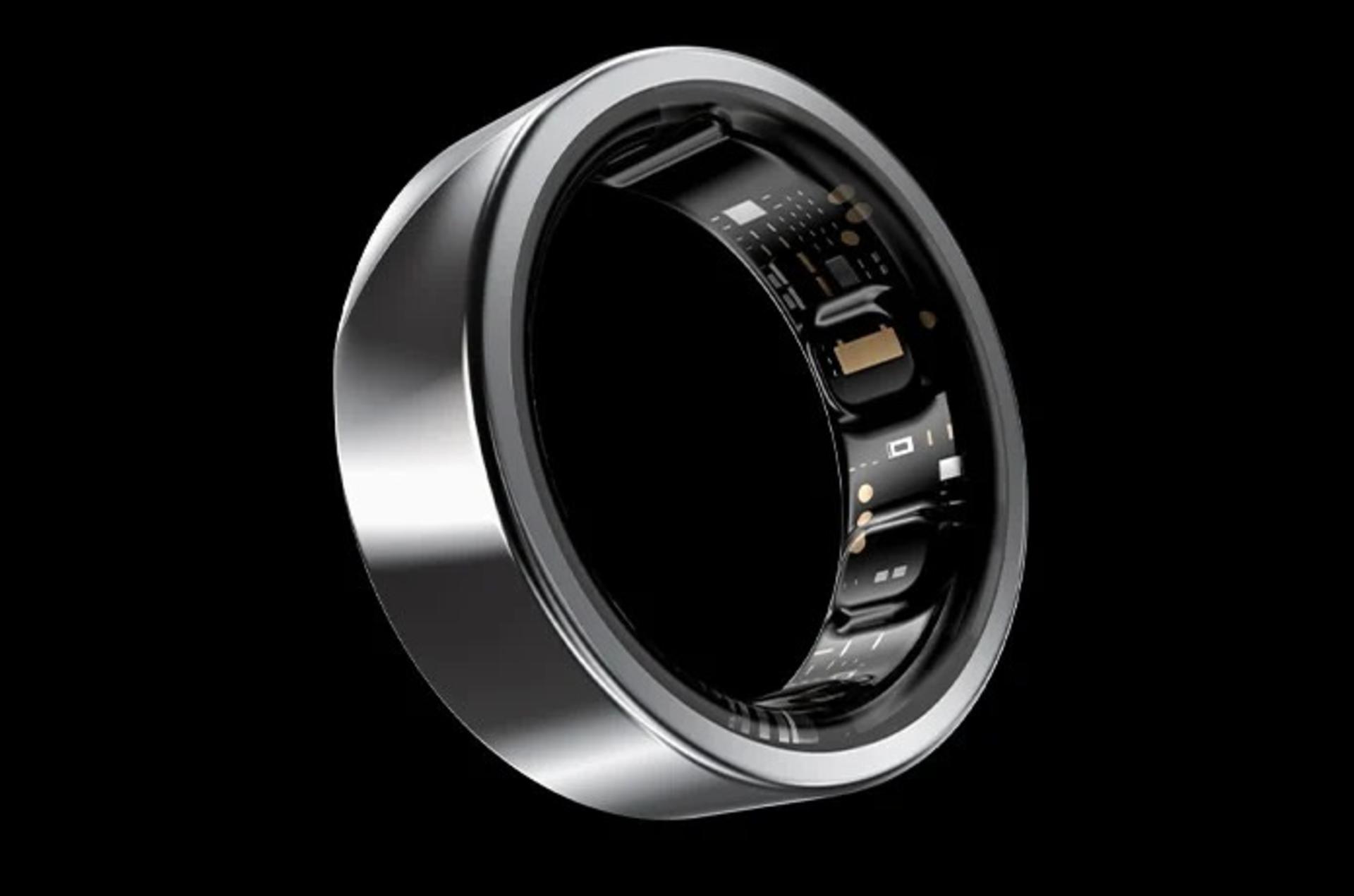 نمای بیرونی و داخلی حلقه‌ی هوشمند نویز لونا رینگ رنگ نقره‌ای