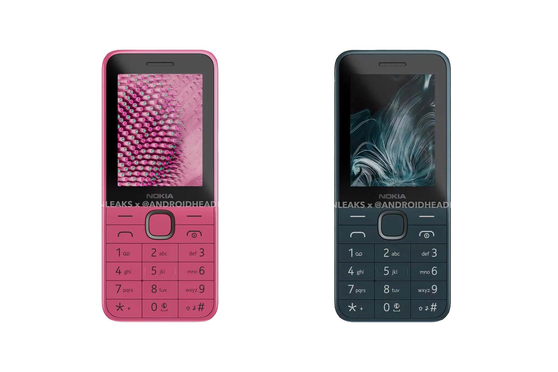 نمایی از رندرهای غیررسمی گوشی نوکیا ۲۲۵ مدل 4G سال ۲۰۲۴ در دو رنگ مشکی و صورتی