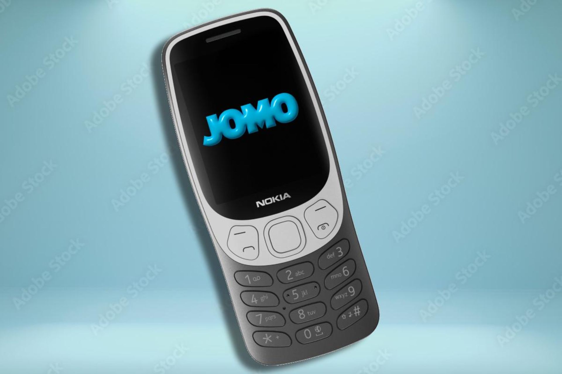 مدل ۲۰۲۴ نوکیا ۳۲۱۰ با پس زمینه آبی روشن