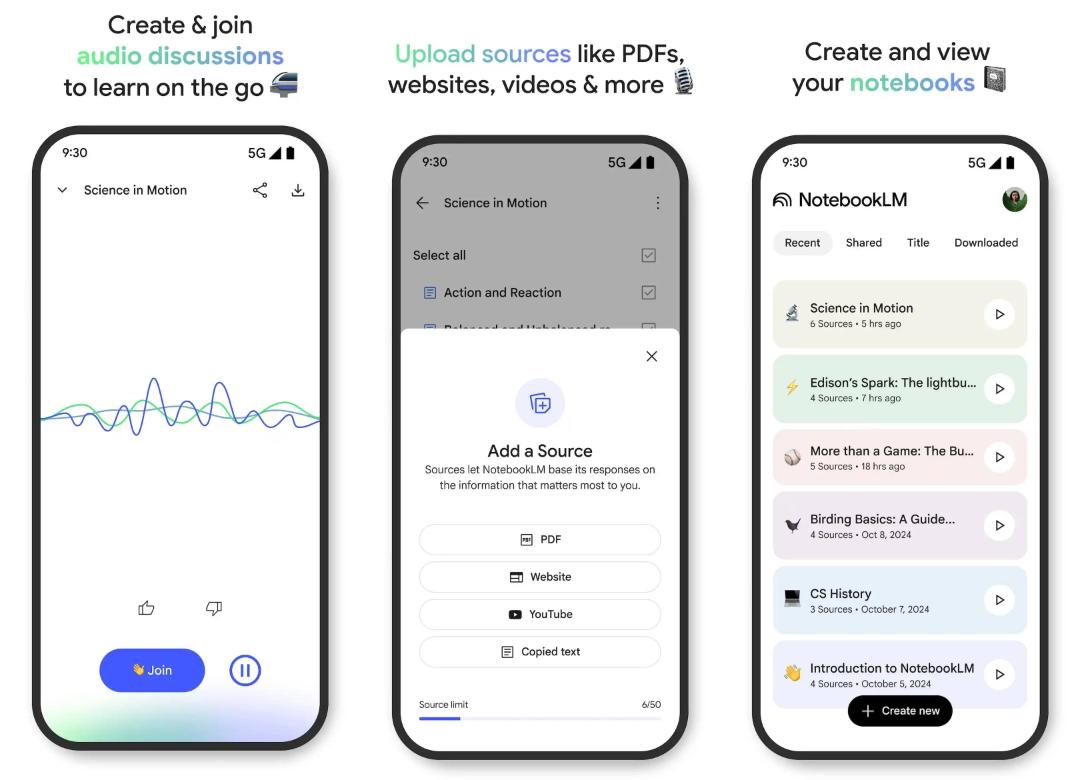 اپلیکیشن موبایلی NotebookLM گوگل