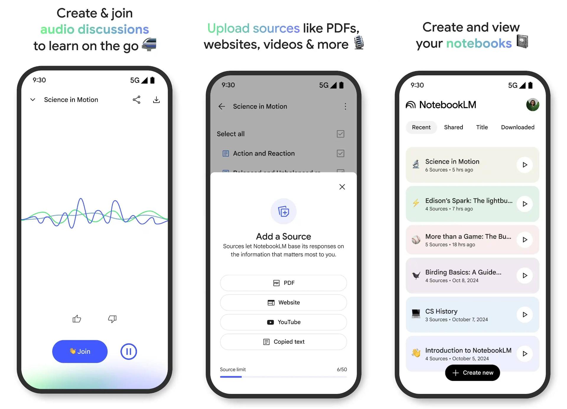اپلیکیشن موبایلی NotebookLM گوگل