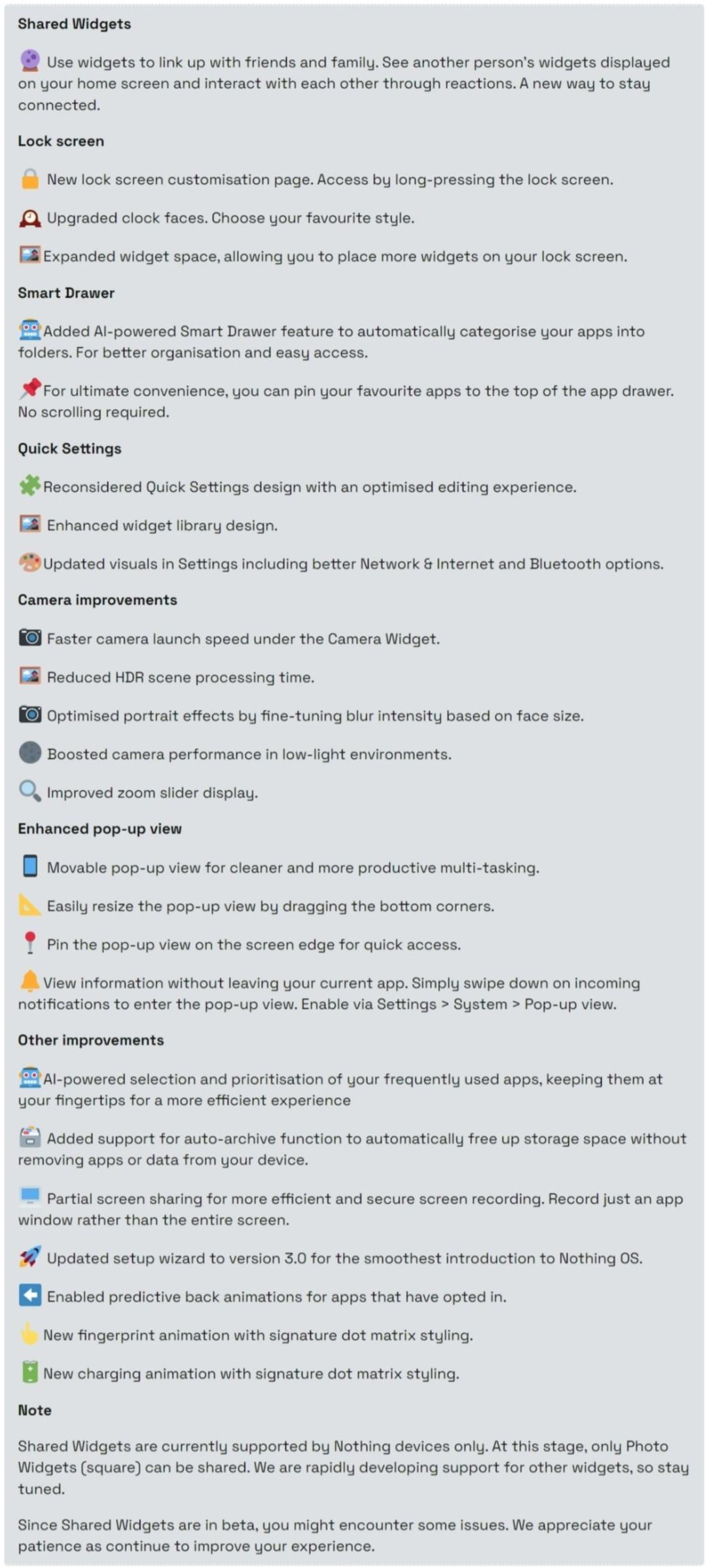 تغییرات نسخه‌ی بتای Nothing OS 3.0 
