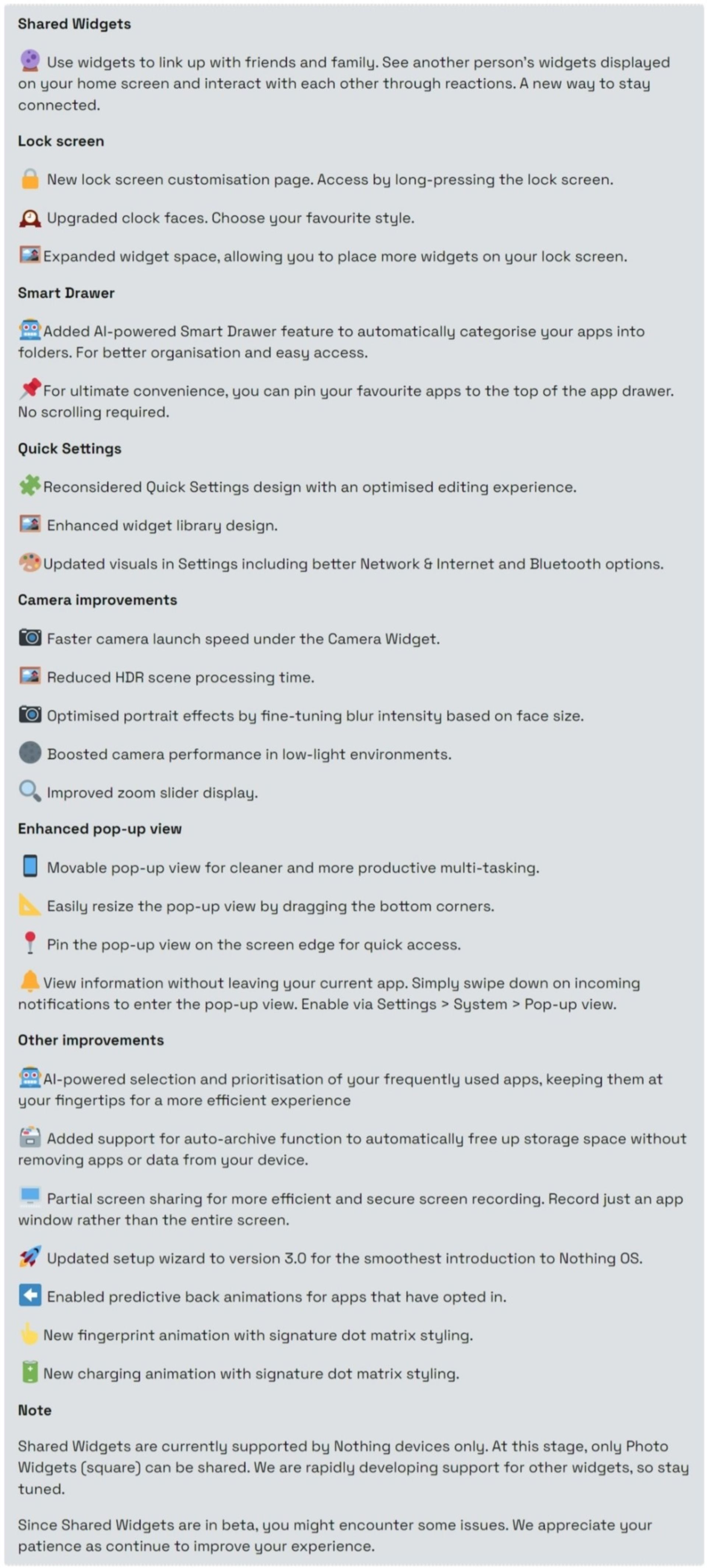 تغییرات نسخه‌ی بتای Nothing OS 3.0 