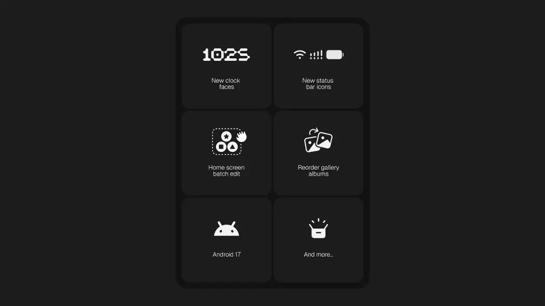 آیکون‌های گرافیکی رابط کاربری Nothing OS 5.0 بر پایه اندروید ۱۷ (Android 17)