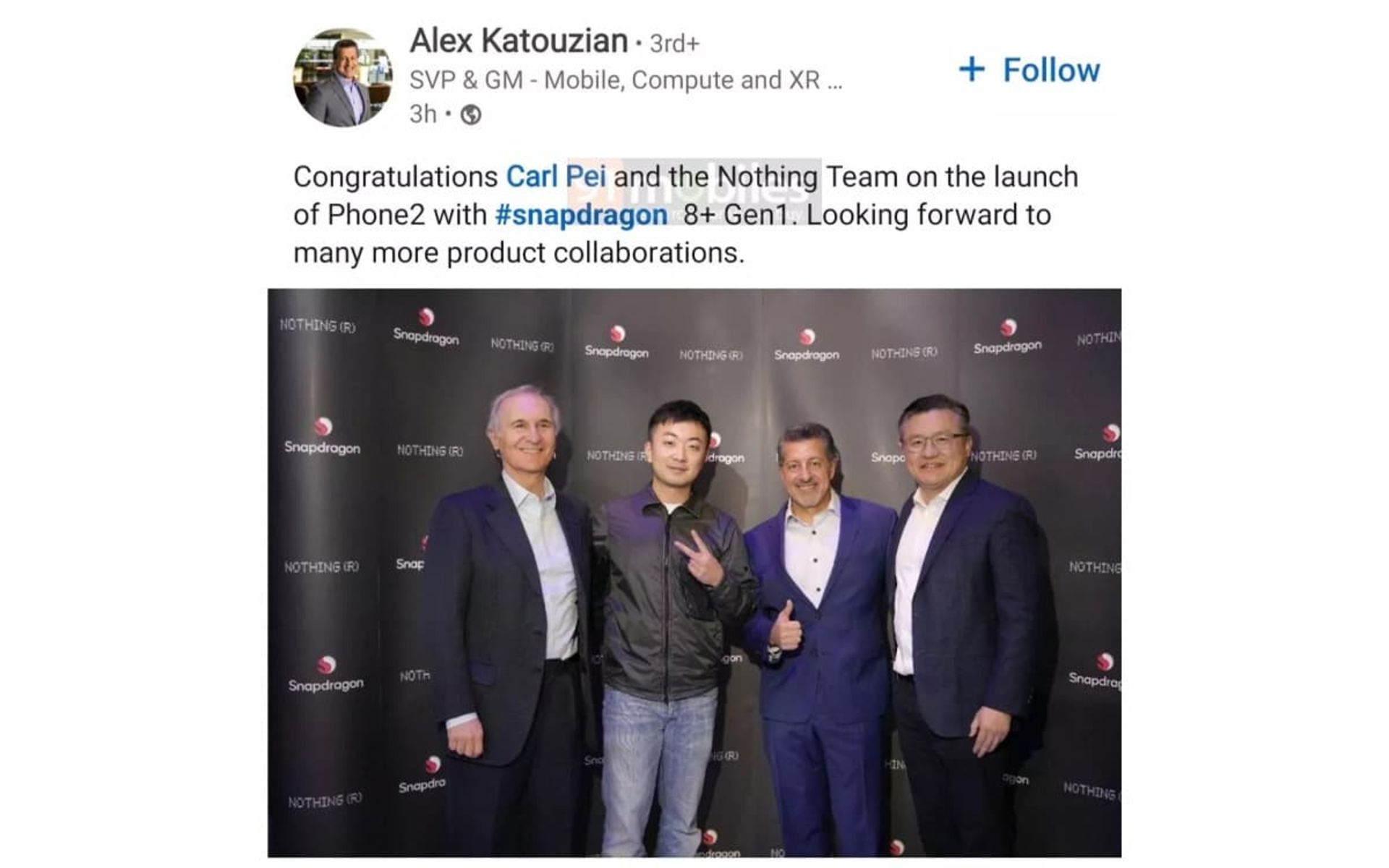 فاش‌شدن نوع تراشه ناتینگ فون ۲ توسط یکی از مدیران کوالکام