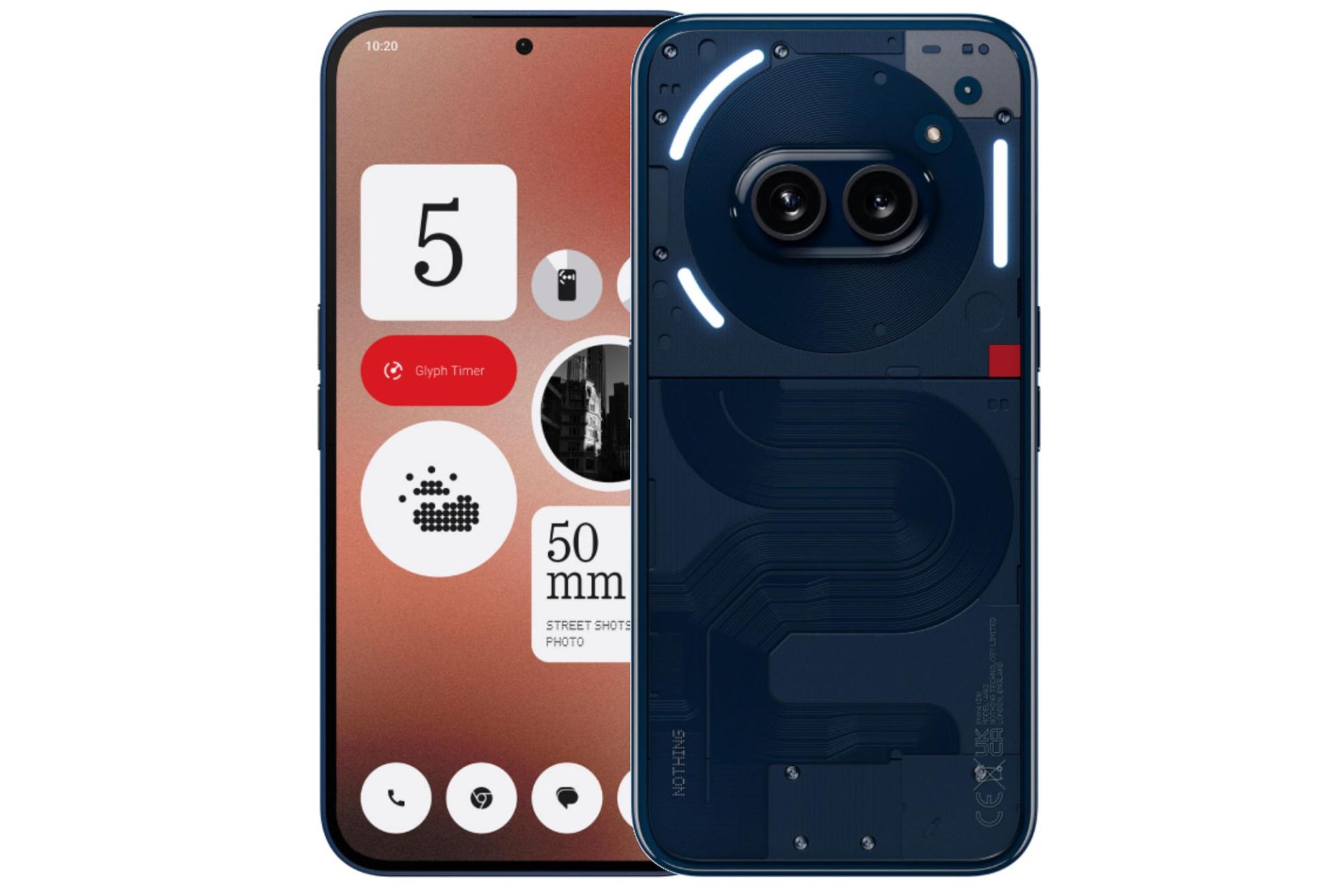 گوشی ناتینگ فون 2a آبی پنل پشت و جلو