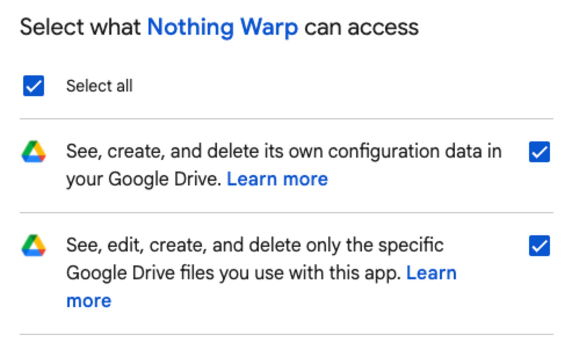انتقال فایل با اپ Warp ناتینگ و گوگل درایو