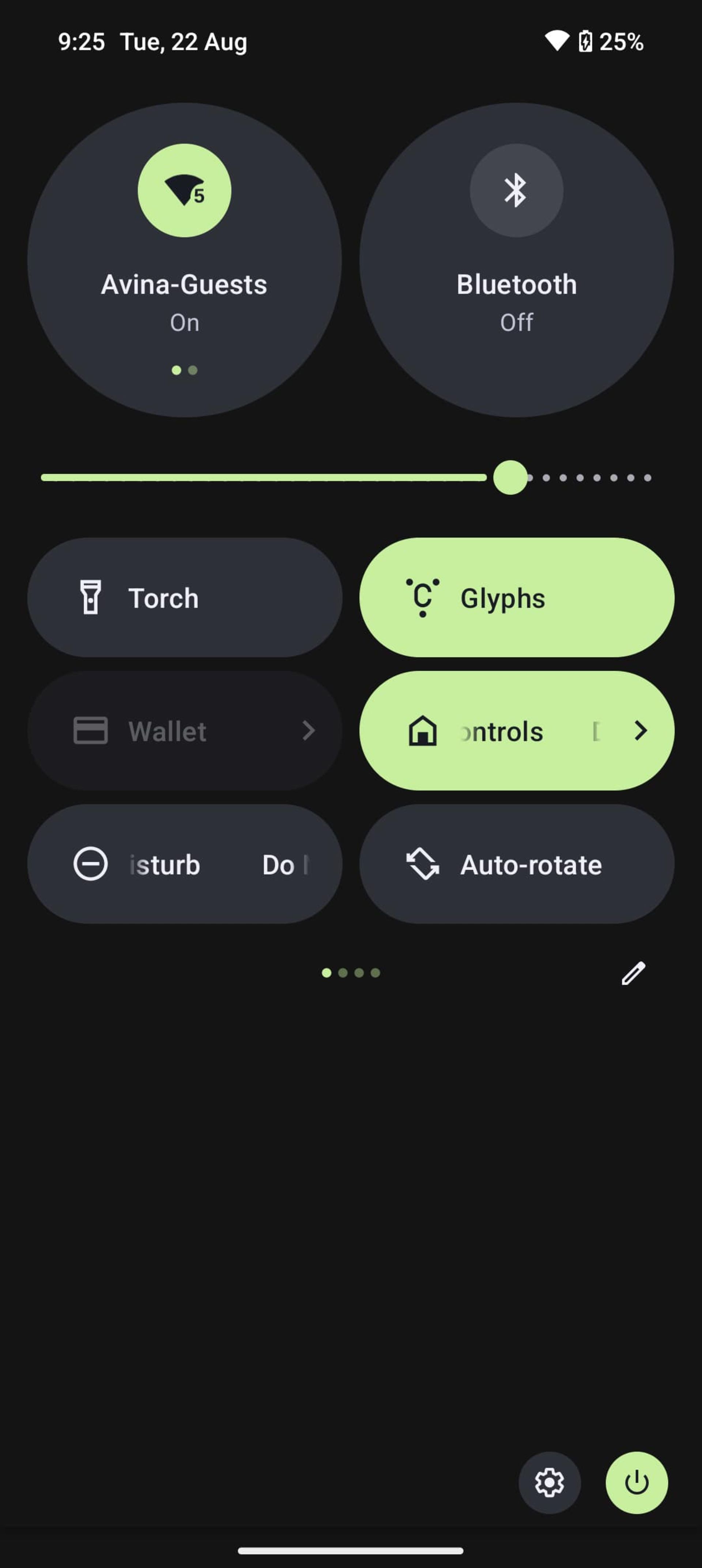 بخش Quick Settings در Nothing OS