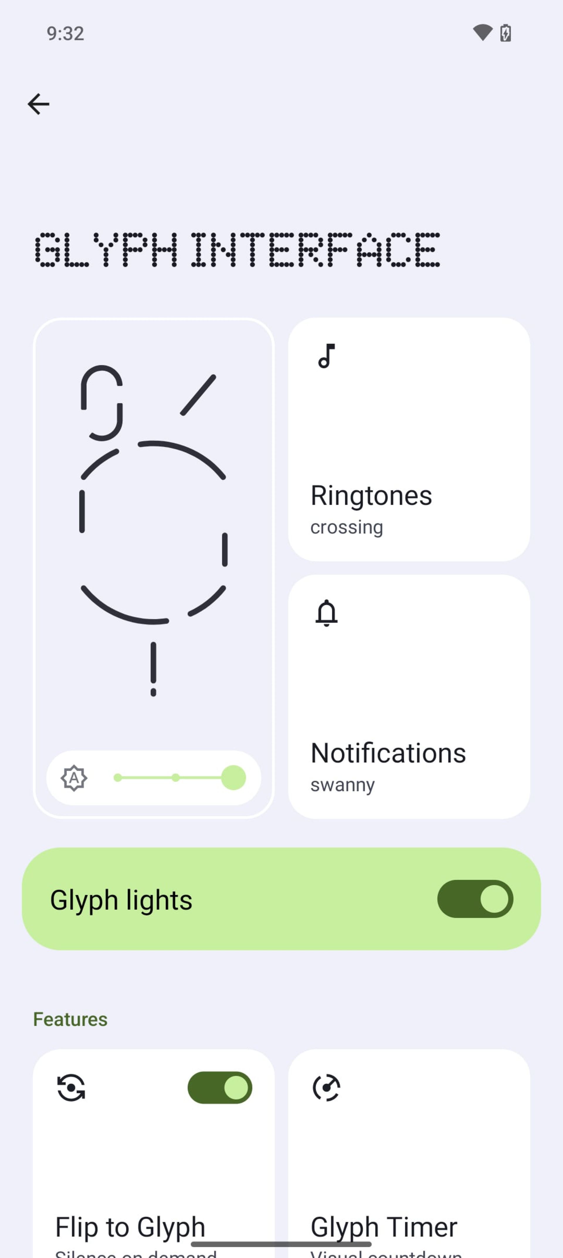 تنظیمات Glyph در Nothing OS