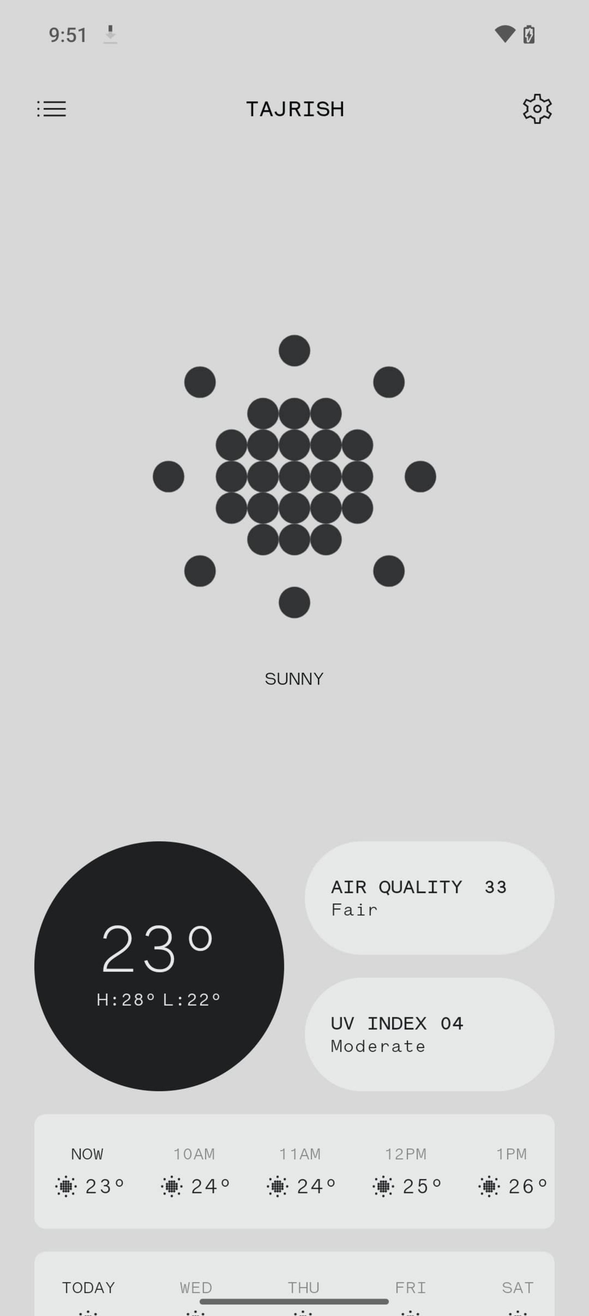 طراحی ظاهری برنامه Weather در ناتینگ فون