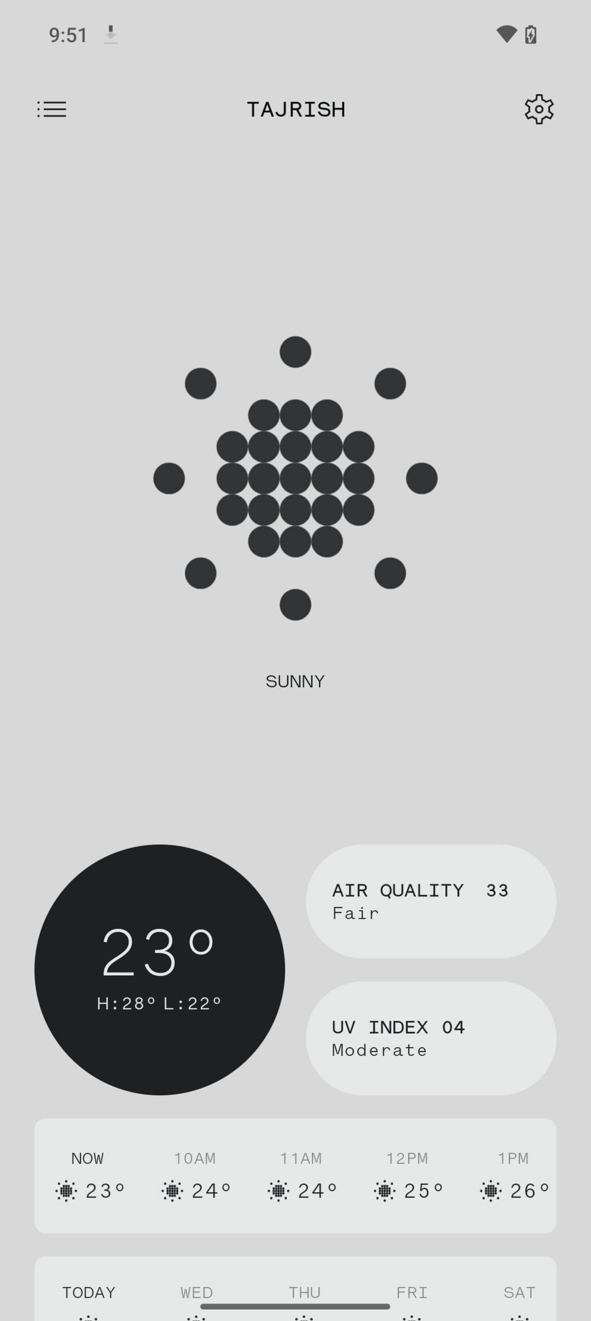طراحی ظاهری برنامه Weather در ناتینگ فون