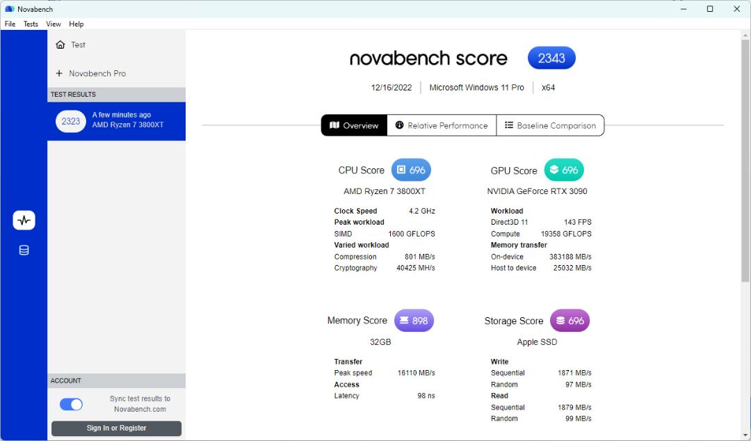 نرم‌افزار بنچمارک Novabench