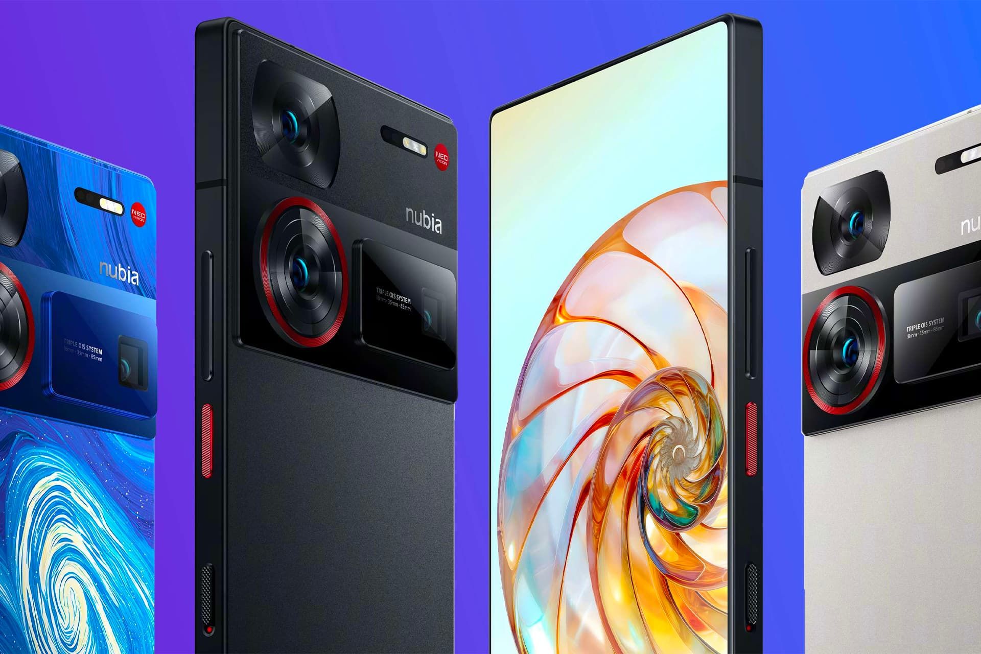 نوبیا Z60 اولترا ZTE در پس زمینه بنفش