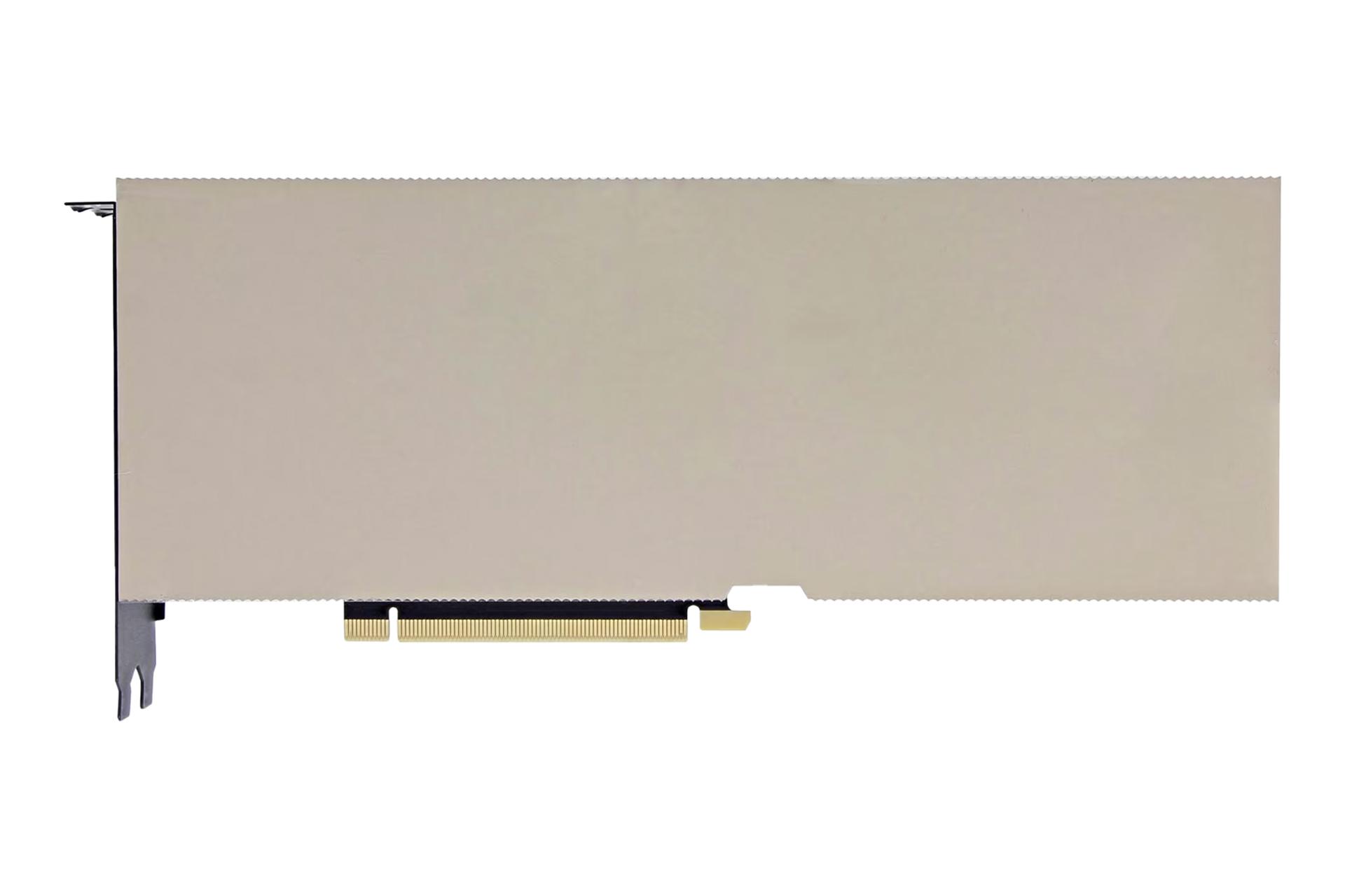 نمای زیر کارت گرافیک انویدیا A100 PCIe نسخه 80 گیگابایت با نمایش کانکتور PCIe