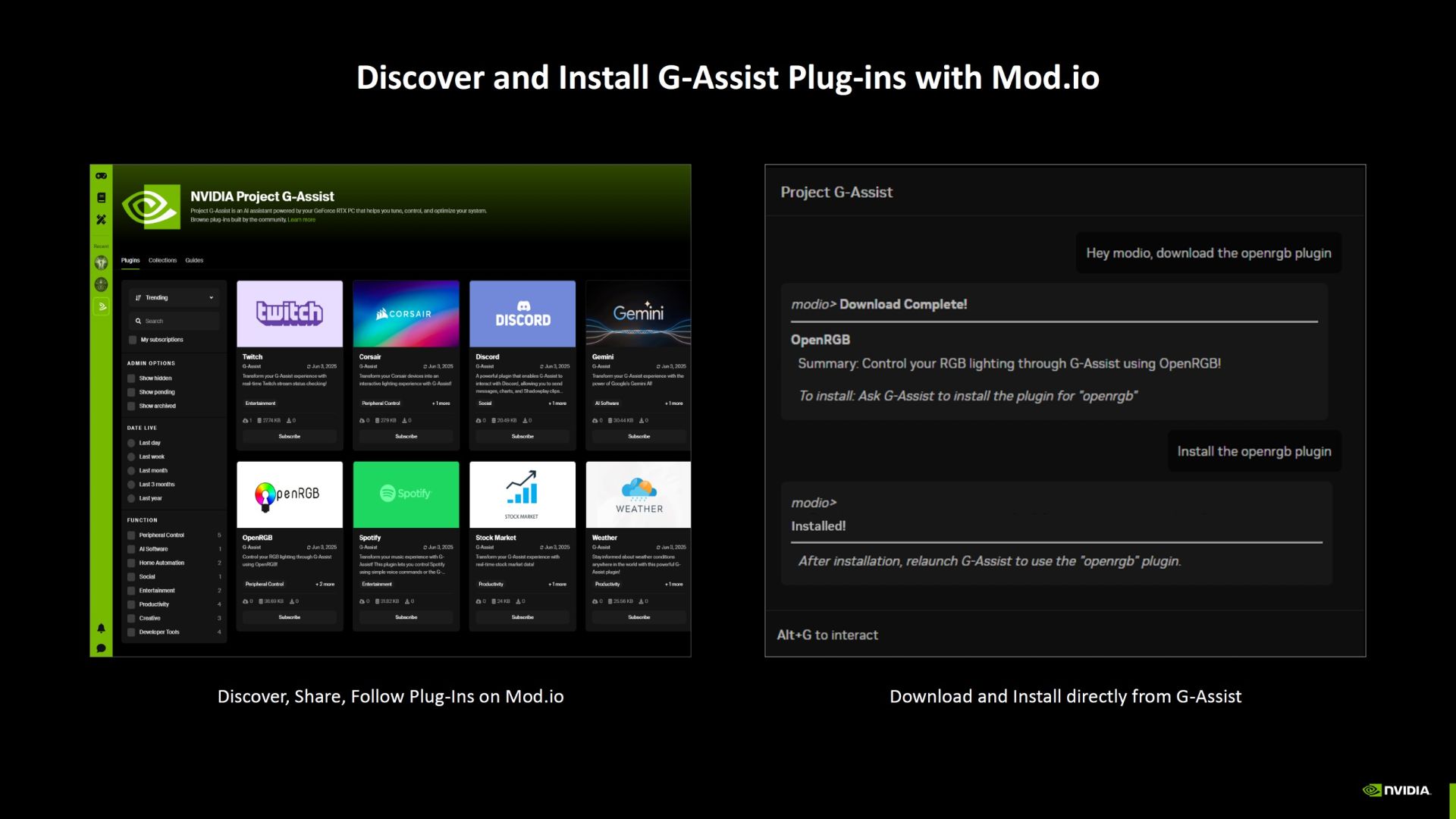 پلاگین‌های سرویس G-Assist انویدیا