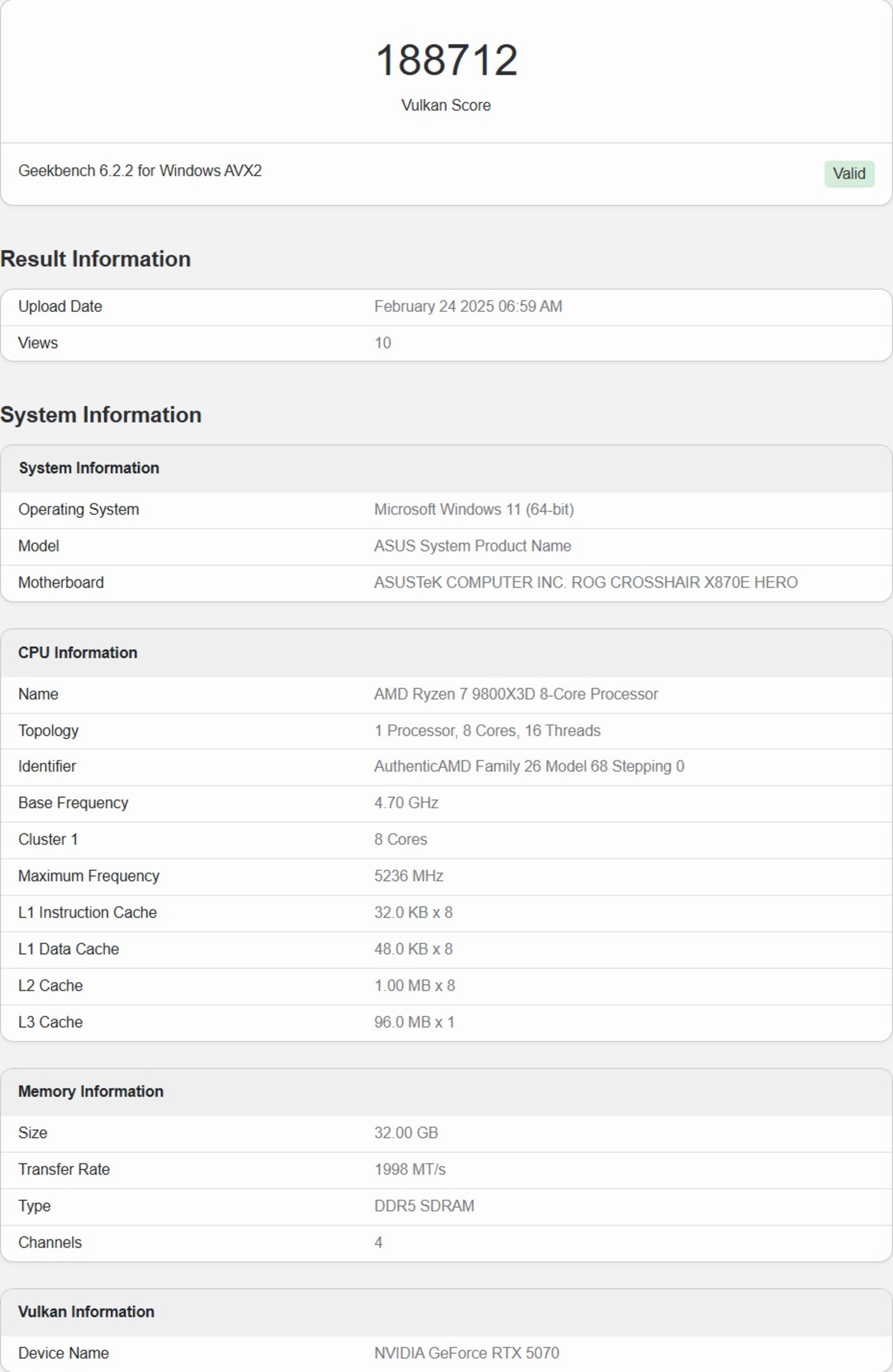 بنچمارک rtx 5070 امتیاز opencl