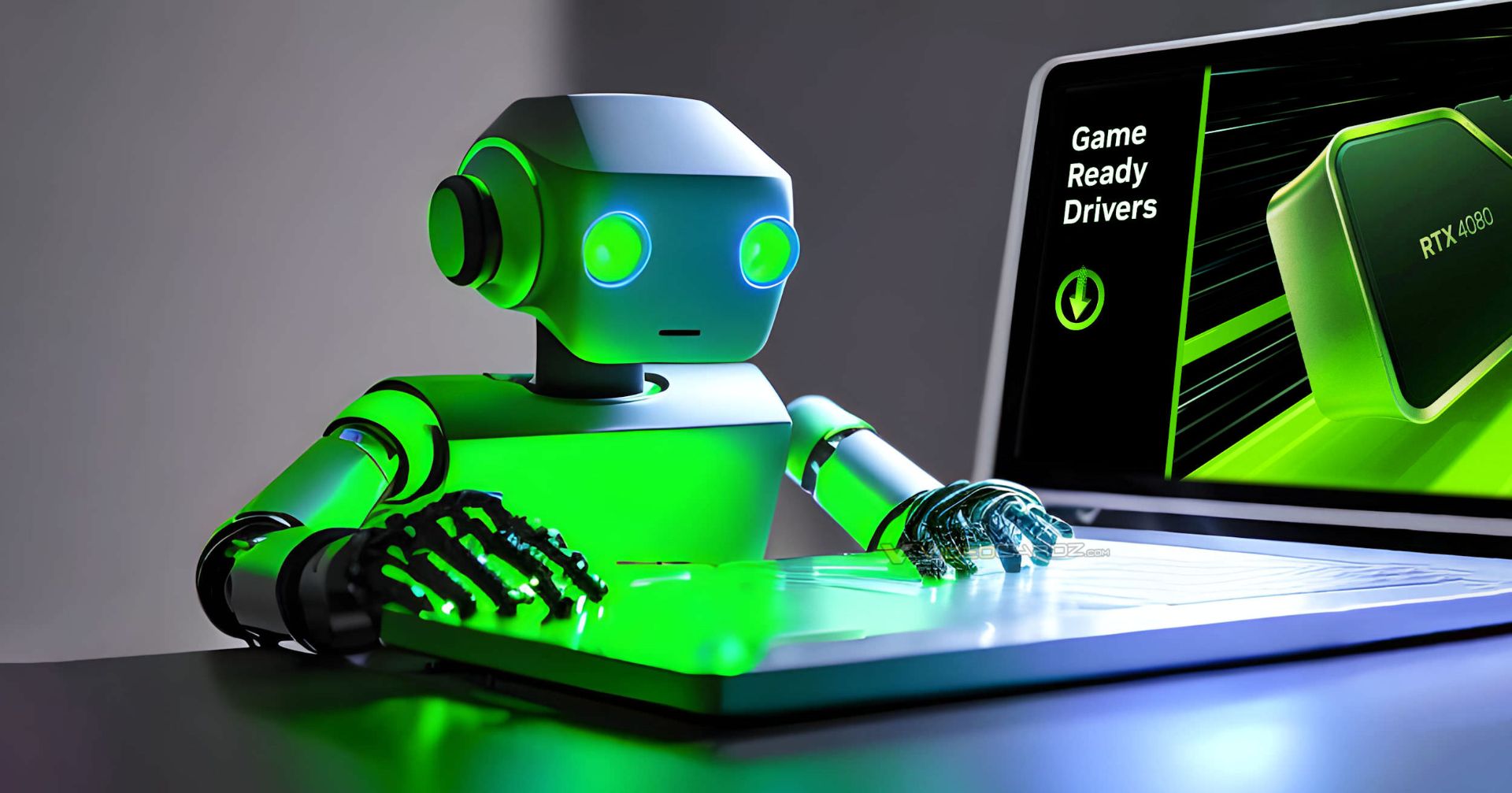 ربات سبزرنگ با لوگوی انویدیا