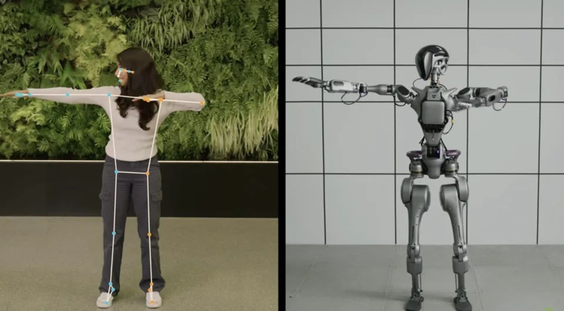 یک ربات درحال تقلید حرکت یک انسان