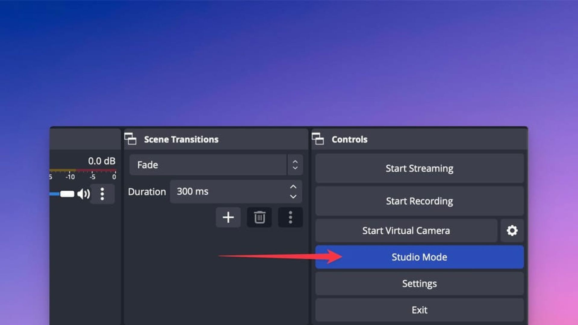 Studio mode in OBS