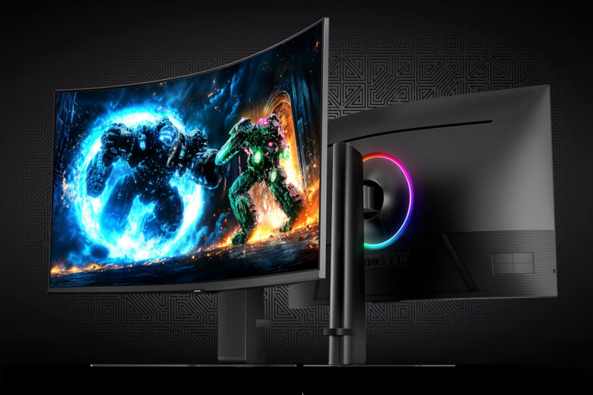 مانیتور گیمینگ Odyssey G7 G75F سامسونگ از نمای جلویی و پشتی