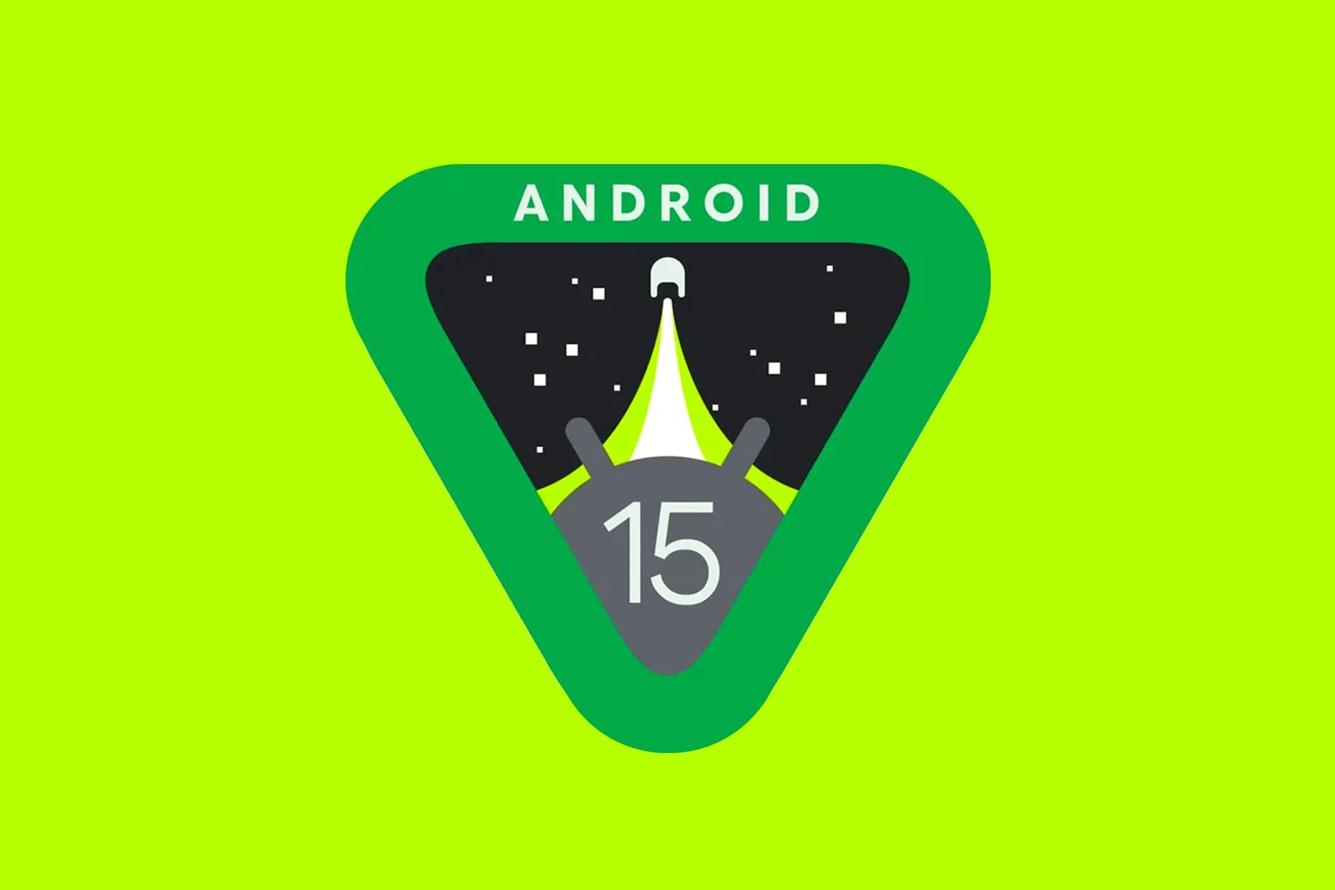 لوگو اندروید ۱۵ گوگل / Android 15 پس زمینه سبز