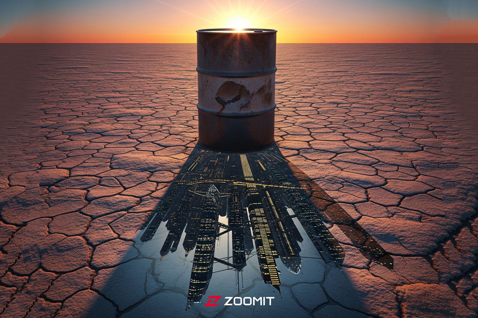 شهر رویایی زیر سایه بشکه نفت در کویر