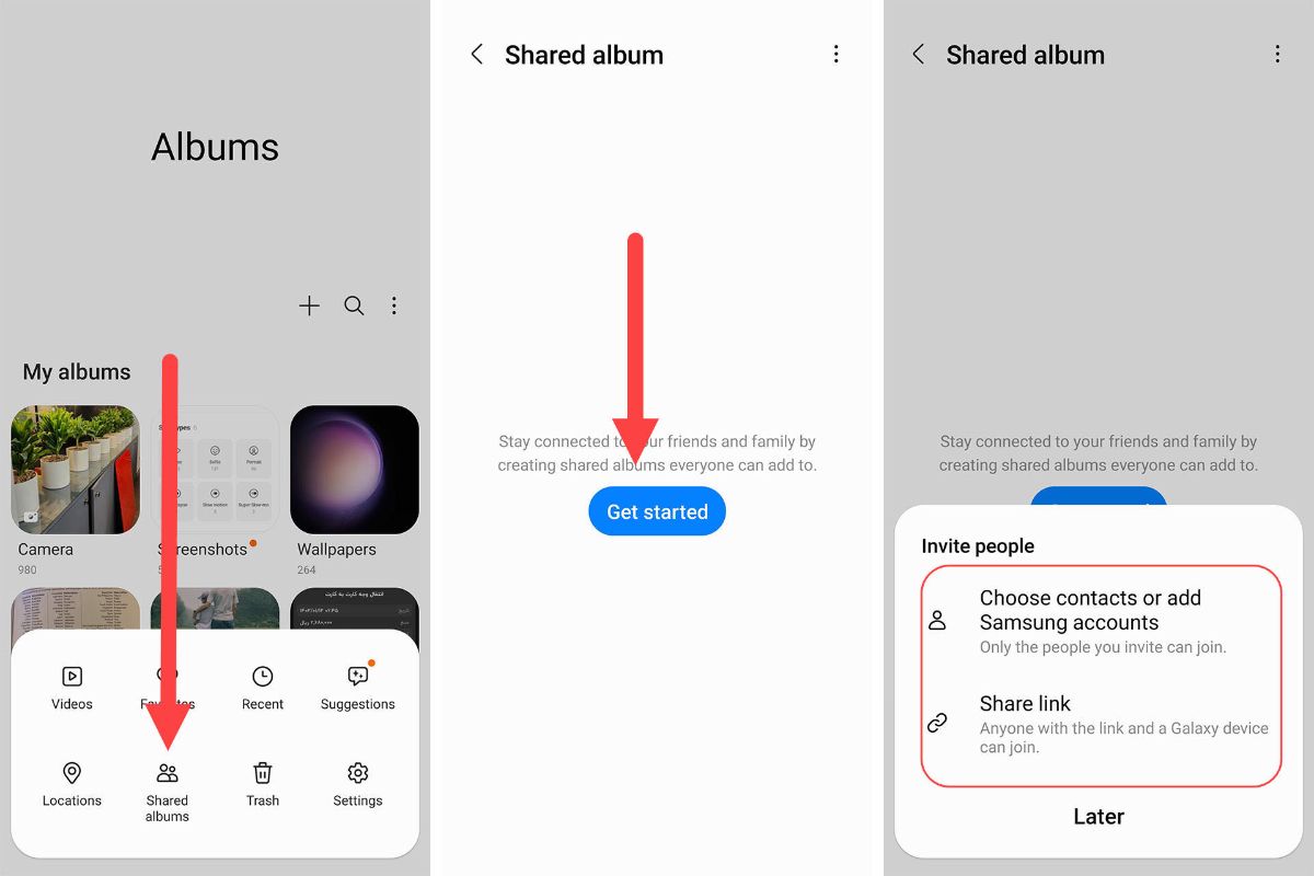 Shared album feature in One UI 5.1 gallery