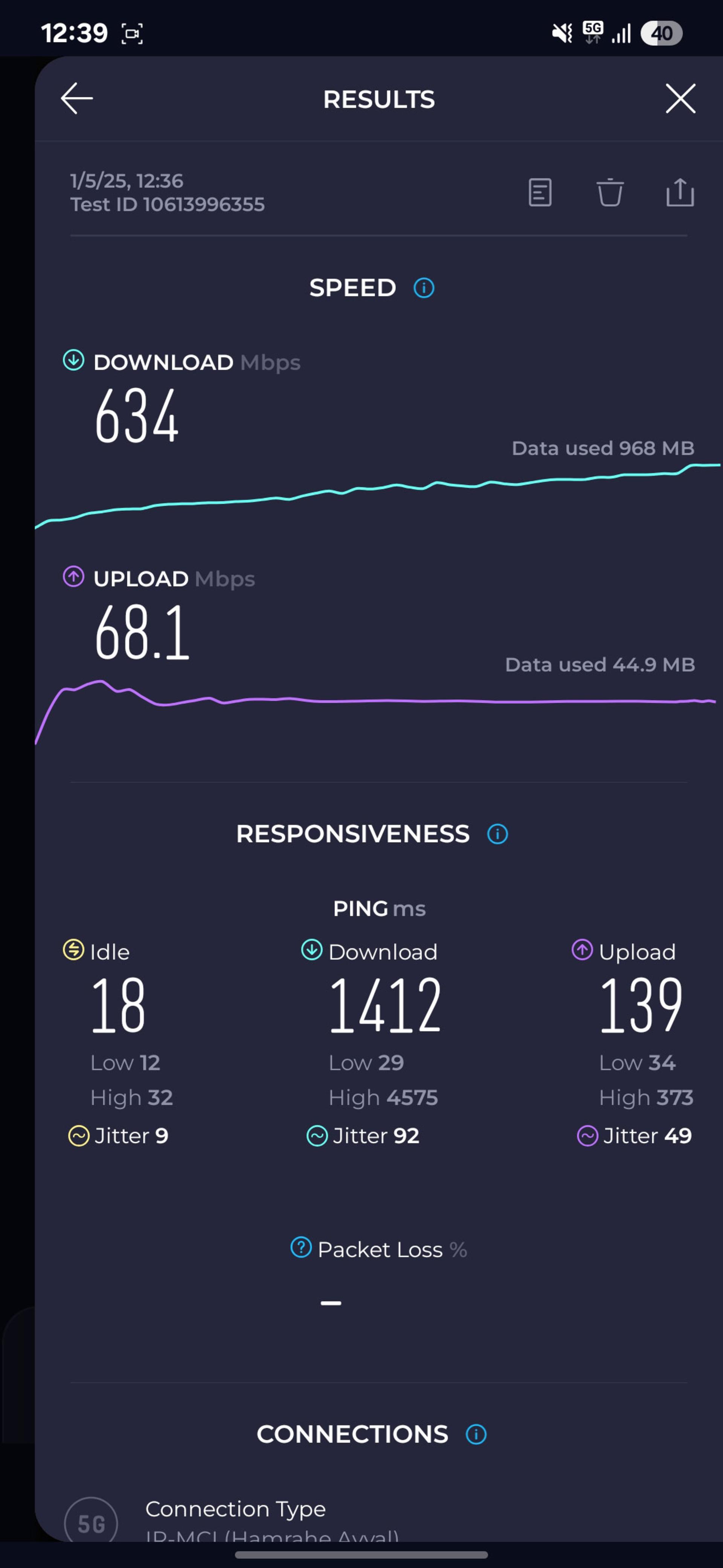 تست سرعت 5G
