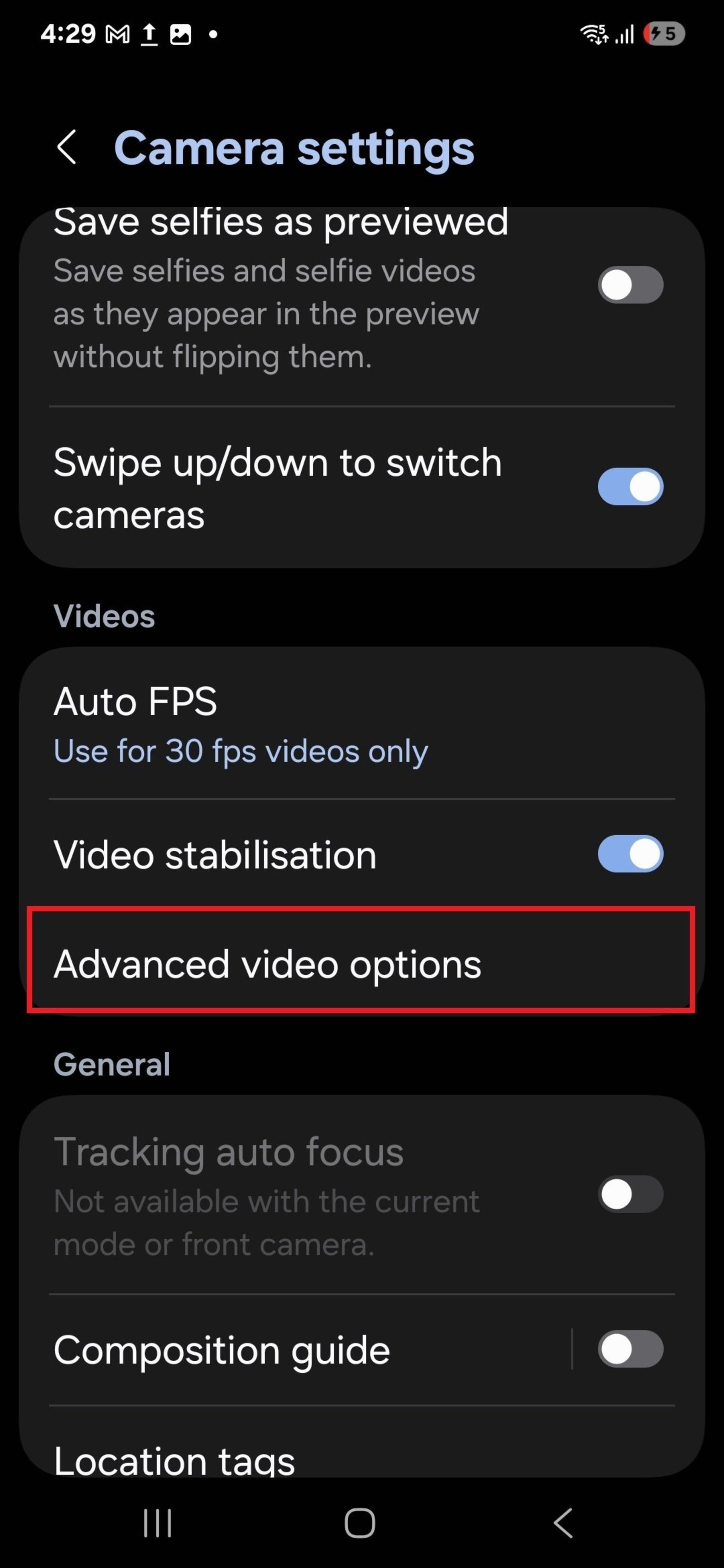 قابلیت Audio Playback در تنظیمات دوربین One UI 7